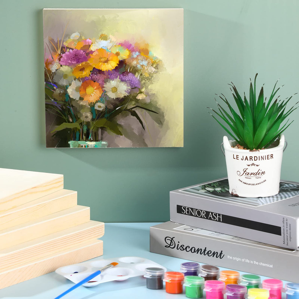 Wood Canvas Boards Unfinished Wooden Panel Boards Wood Paint Pouring Panels for Painting Drawing Home Decor (4.7 x 4.7", 6 x 6", 8 x 8", 10 x 10", 12 Youyole