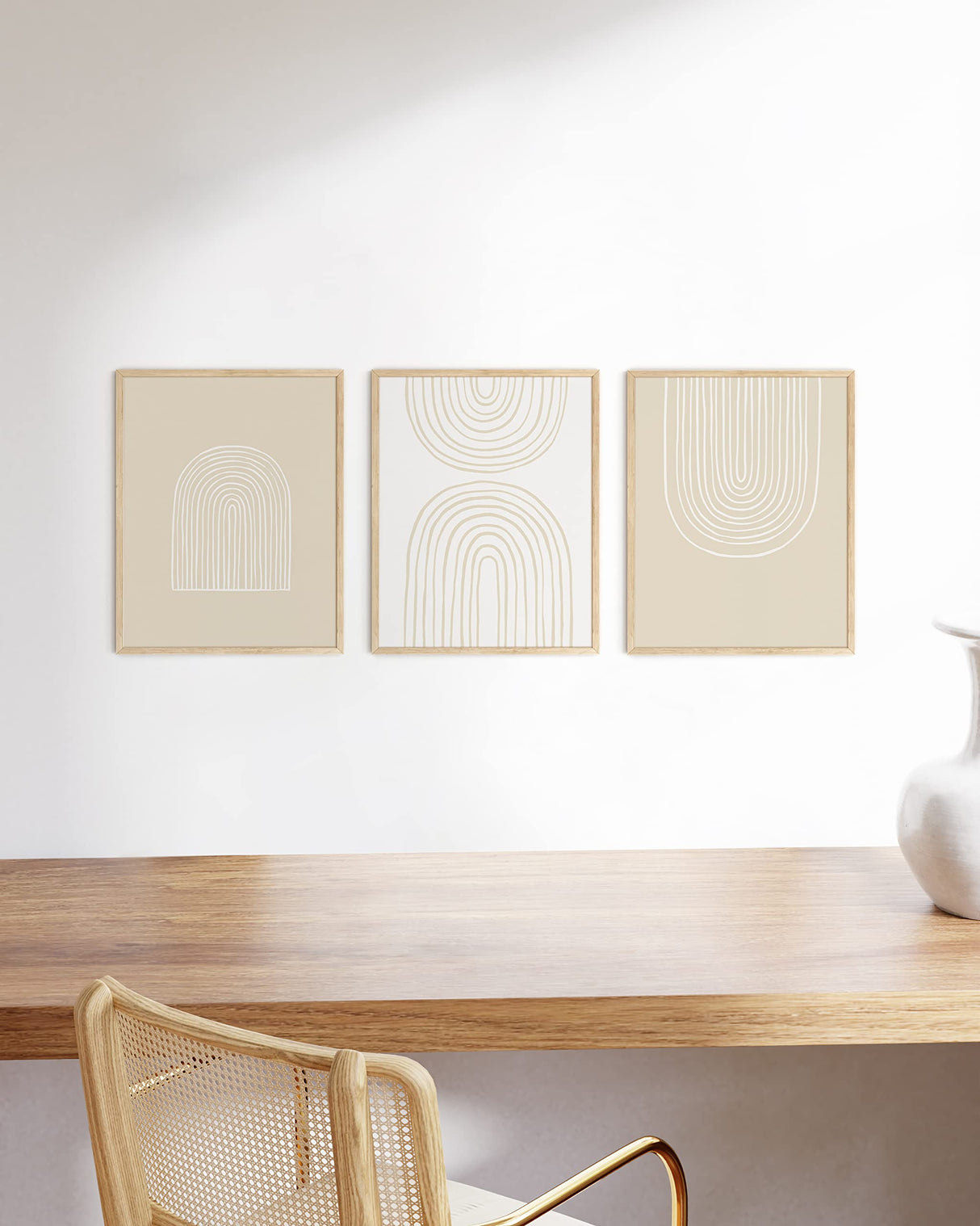 HAUS AND HUES 11"x14" Beige Oak Wood Frames Set of 3-11x14 Wood Frame, 11x14 Picture Frame Wood, 11x14 Frame 3 Pack, 11x14 Picture Frame Set of 3, HAUS AND HUES