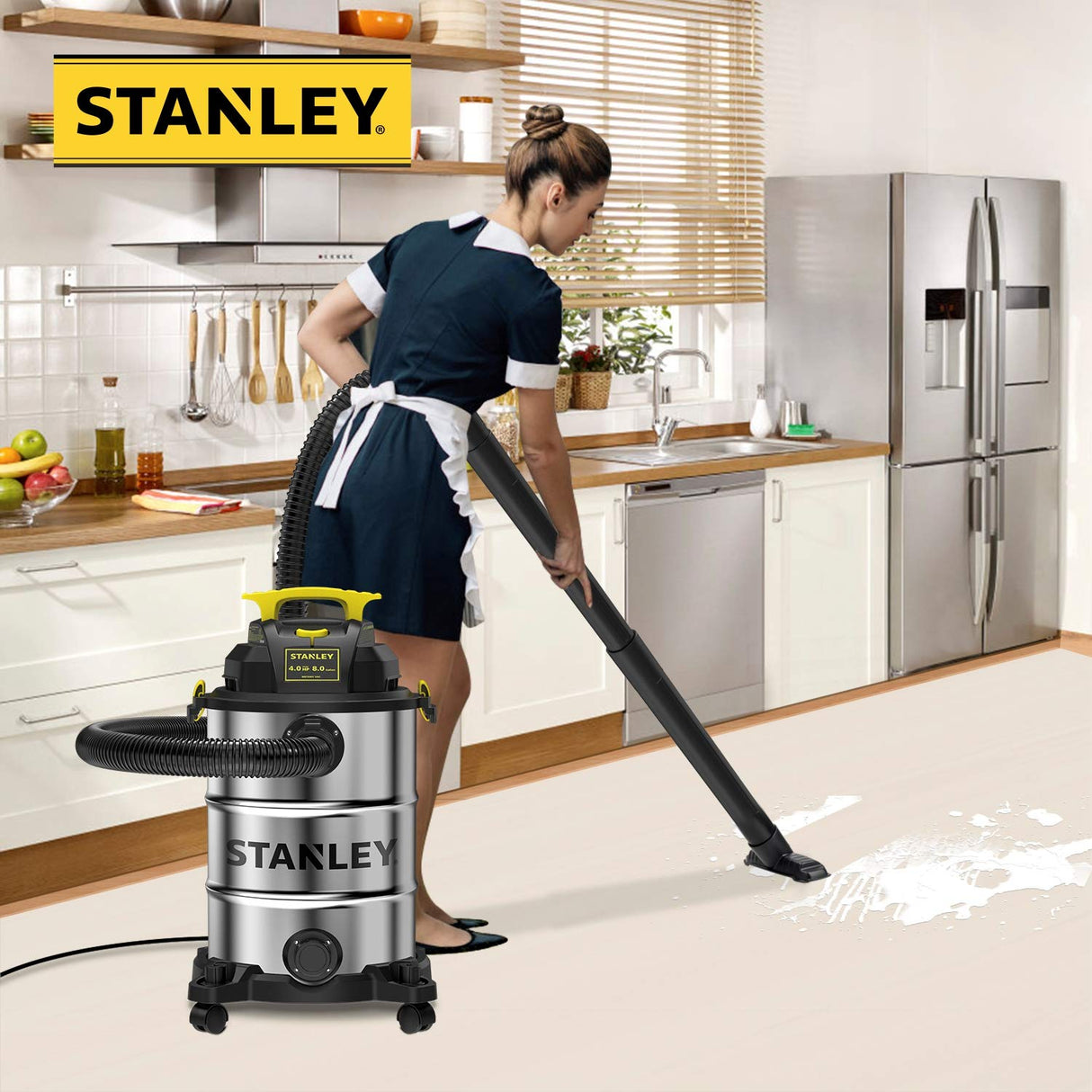 Stanley SL18117 Wet/Dry Vacuum, 8 Gallon, 4 Horsepower, 4.0 HP, Silver Stanley