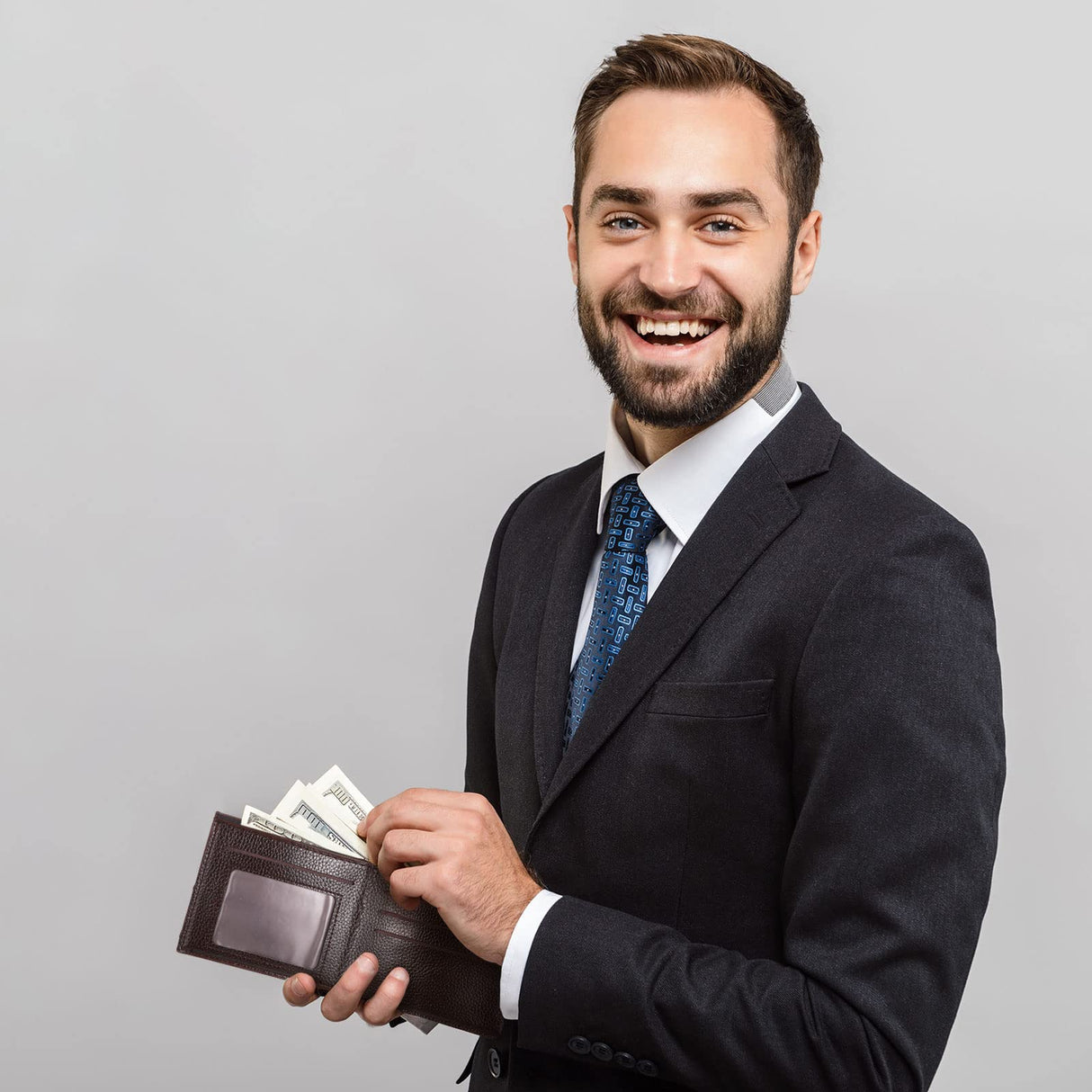 Sotiff 12 Pcs Leather Wallet Bulk Men PU Slim Bifold Wallet Set DIY Engraving Christmas Gifts for Husband Son Grandpa(Brown) Sotiff