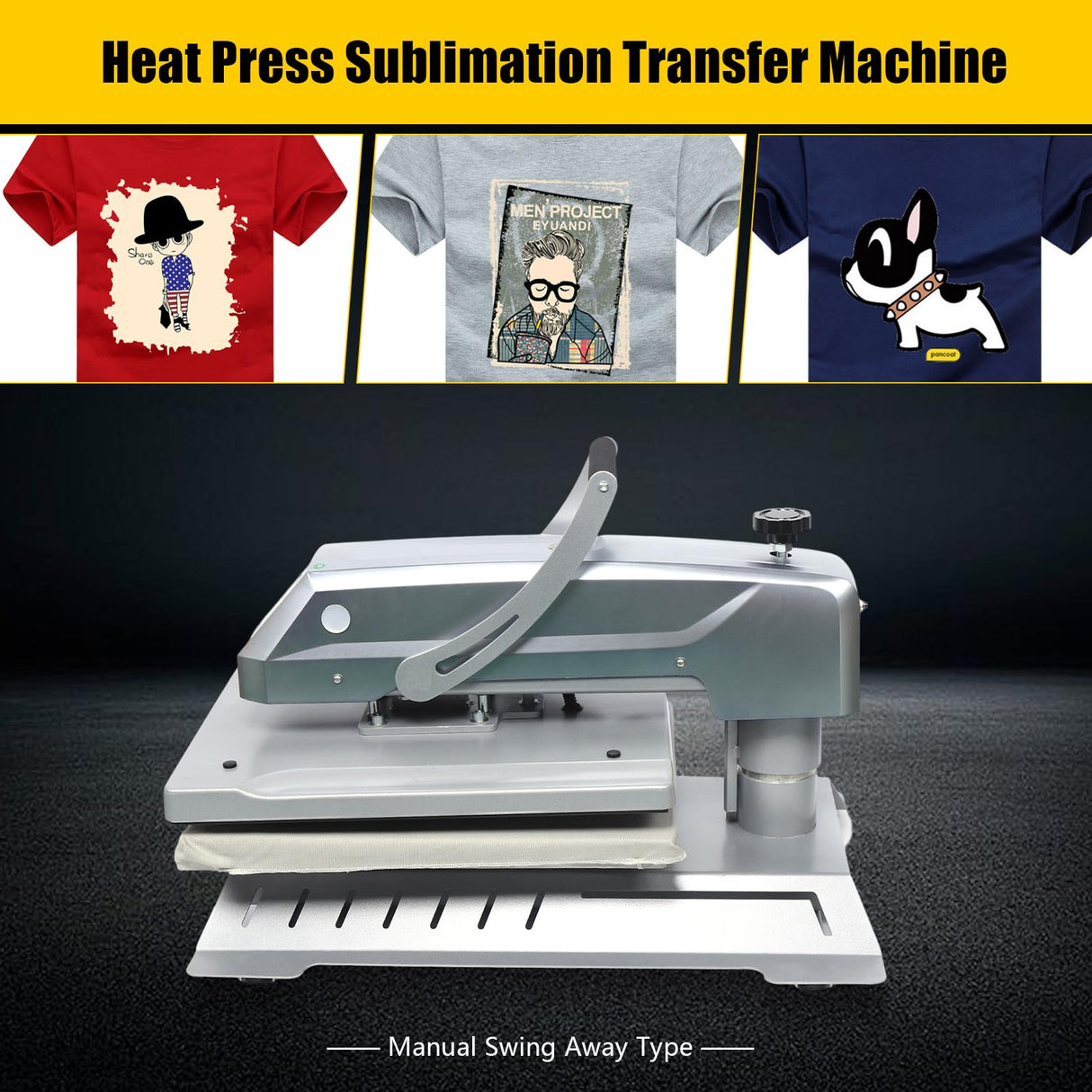 Swing Away Heat Press Machine with Digital Control, 15x15 inch Heat Press Machine for T Shirts Printing Machine Manual Sublimation Transfer Printer Gworobie