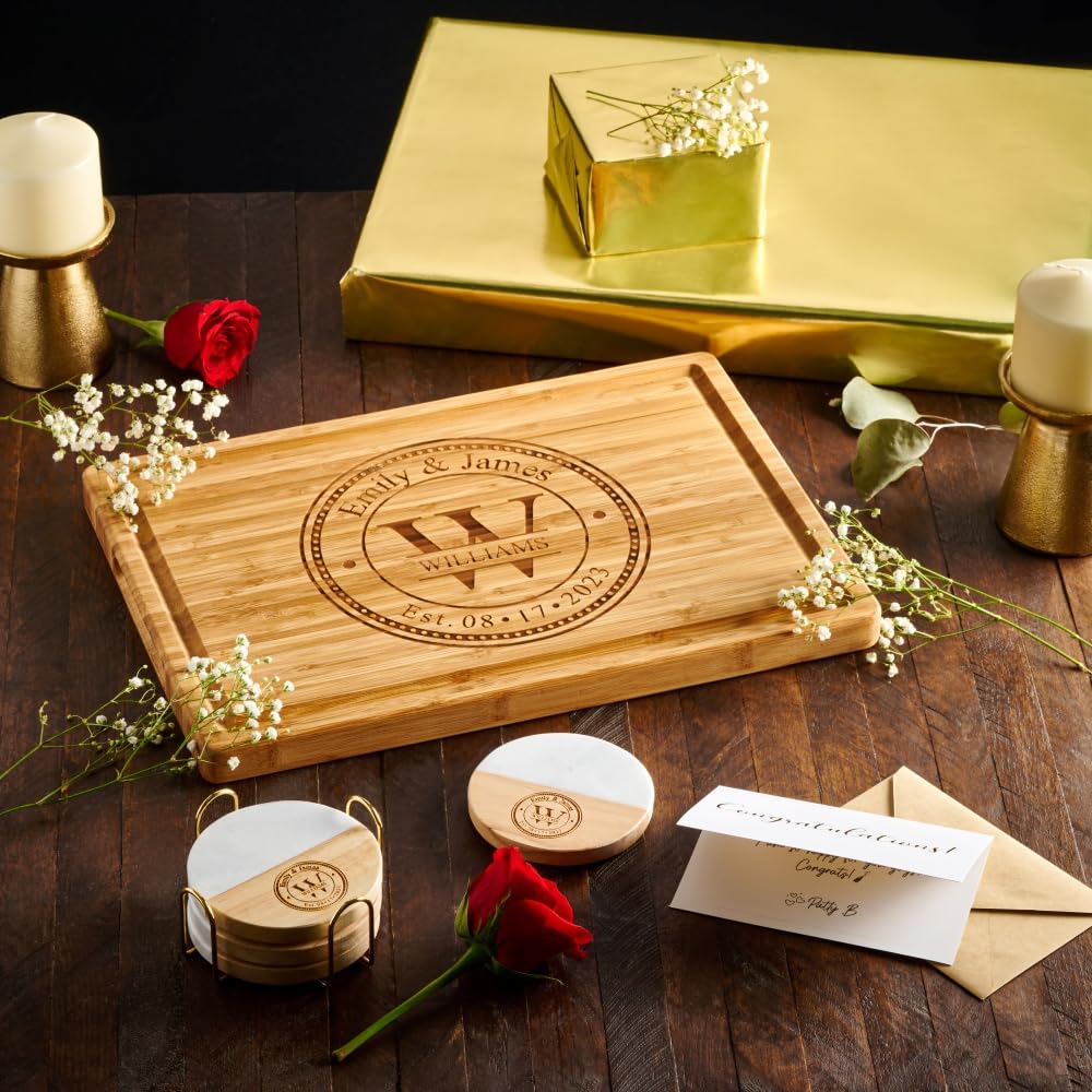Personalized Cutting Board Valentines Day Gift, Custom Monogram Engraved Charcuterie Board, Anniversary Gift for Couple, Bridal Shower Gift Ideas, GIFTS TO ENGRAVE