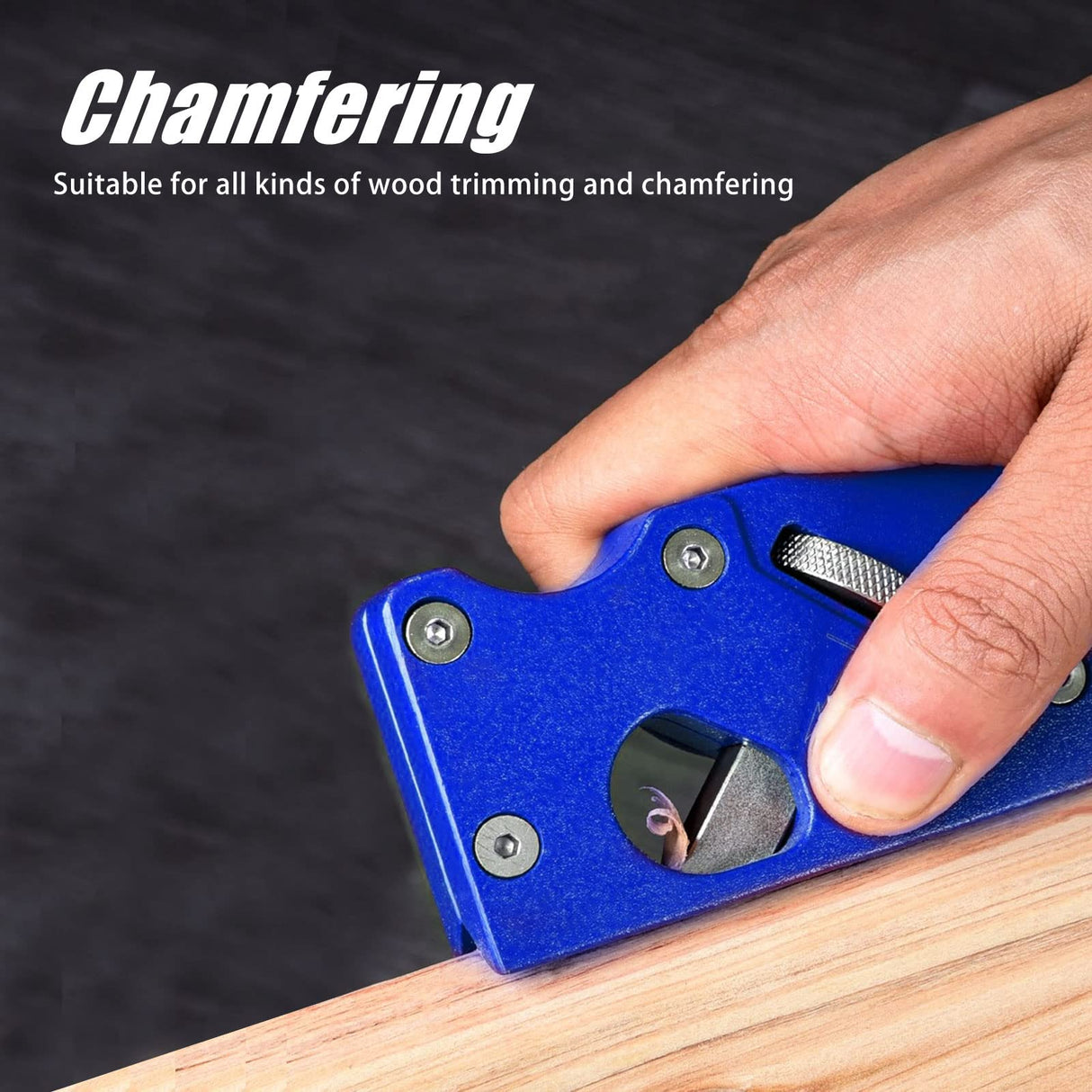 Chamfer Plane, Woodworking Handheld Chamfer Planer with Cutter Heads, Quick Edge Corner Flattening Tool with Auxiliary Locator, Metal Manual Block dcvbny