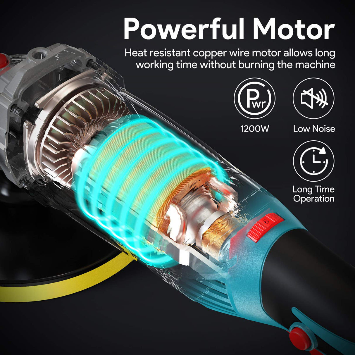 ENEACRO Polisher, Rotary Car Buffer Polisher Waxer, 1200W 7-inch/6-inch Variable Speed 1500-3500RPM, Detachable Handle Perfect for Boat,Car Polishing ENEACRO