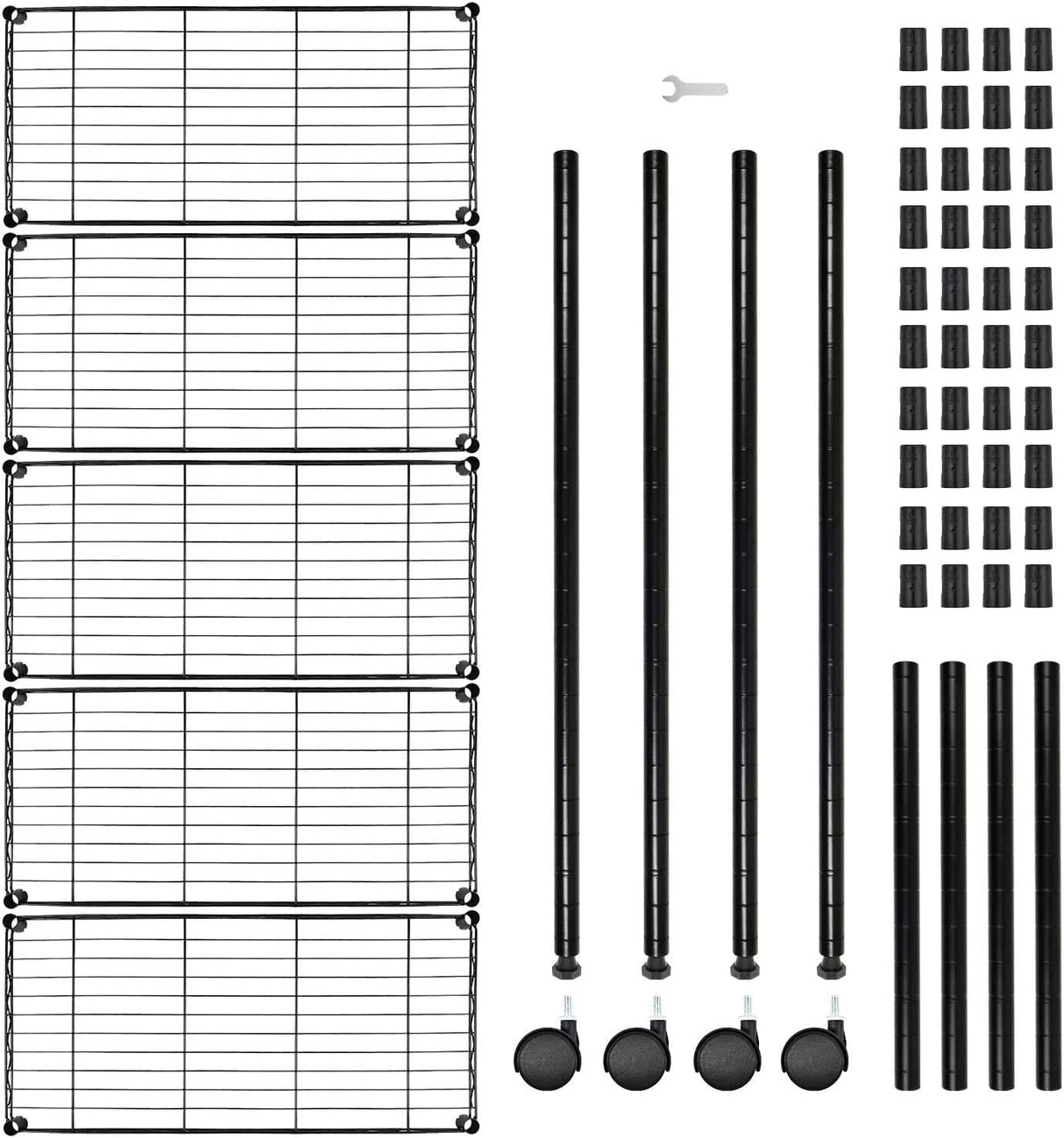 Simple Deluxe Heavy Duty 5-Shelf Shelving Unit 1250Lb Capacity, 29.92" D x 13.98" W x 62.99" H, 5 Tier, Black Simple Deluxe