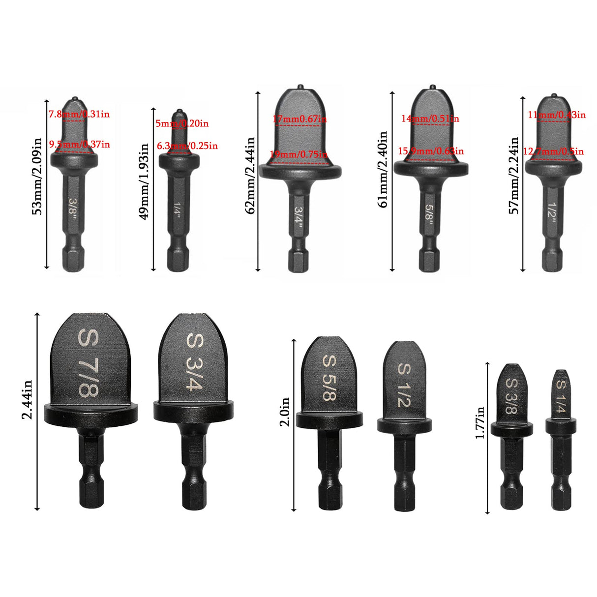 Copper Swaging Tool HVAC Drill, 11 Pcs HVAC Pipe Expander Tool Air Conditioner Manual Copper Pipe Swage Expander Drill Bit with 1/4'' 3/8'' 1/2'' TVlifams