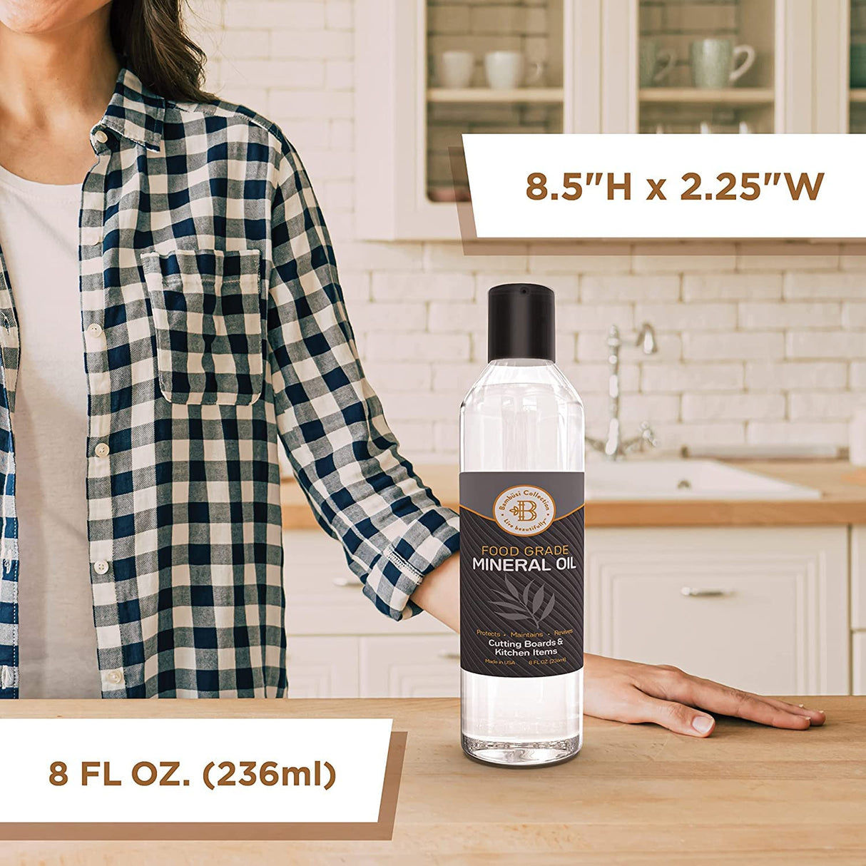 Food Grade Mineral Oil - Cutting Board Oil, Butcher Block Oil to Maintain Wood Cutting Board Conditioner, Protects & Restores Wood, Bamboo, and Teak Bambüsi