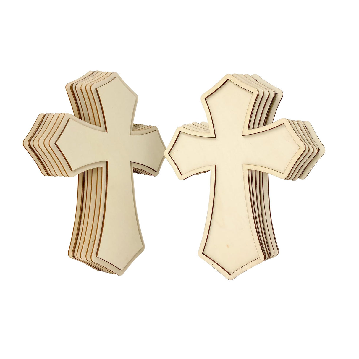 12 Inch 12 Pieces Wood Cross Antique Shaped Unfinished Wooden Cross Layered and Framed Cross for Hobby Crafts Cregugua