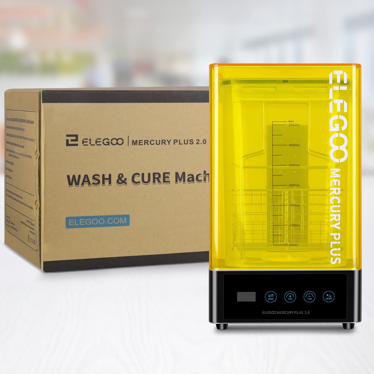 ELEGOO Mercury Plus 2 in 1 3D Printing Wash and Cure Station V2 for Mars Photon S Photon Mono LCD SLA DLP 3D Printer Models, Washing Size of 131mm(L) ELEGOO