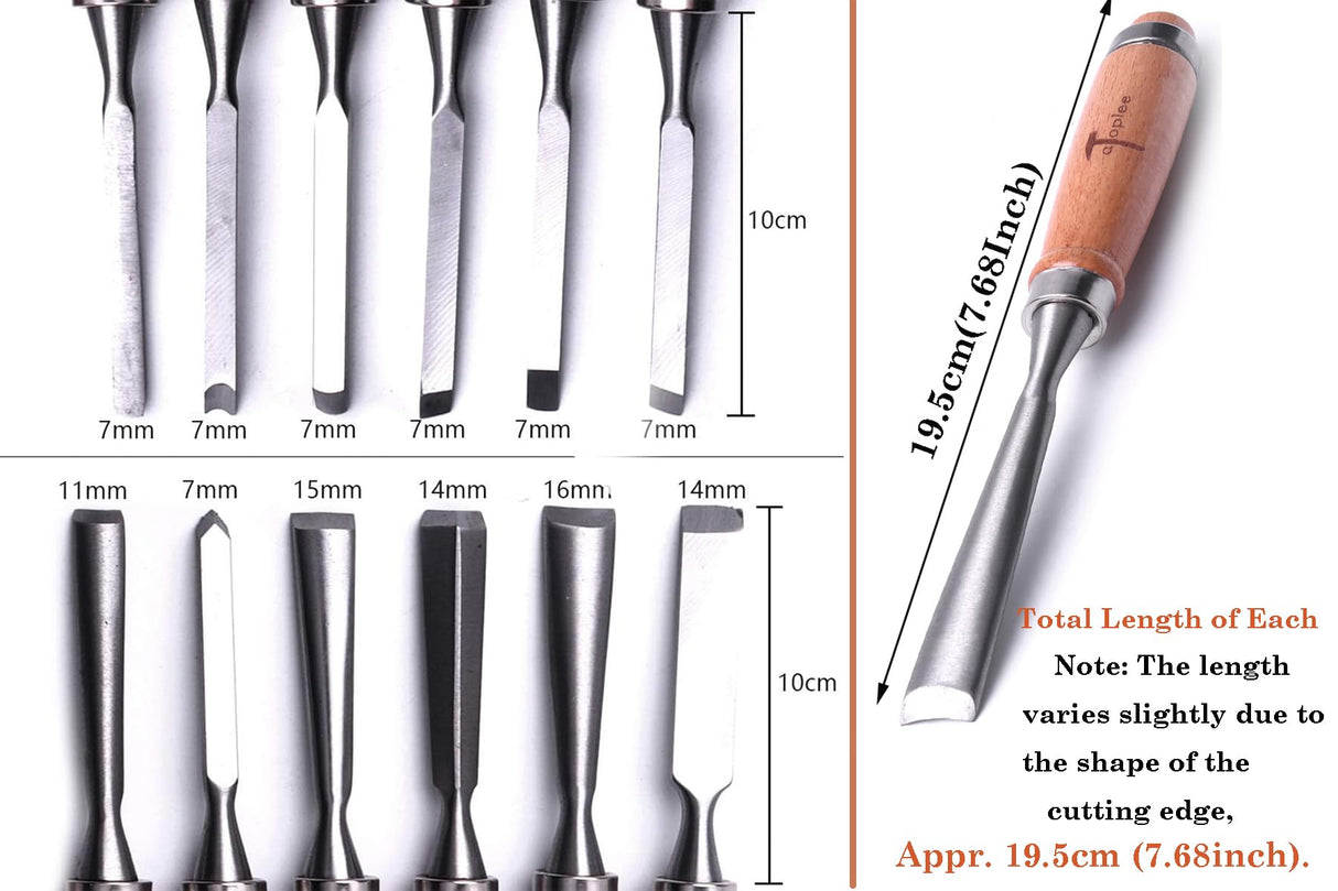 ATOPLEE 12pcs Wood Carving Chisel Set for Woodworking, Professional Wood Gouge Tools with Premium Case and Roll Up Bags for Carpenter Craftsman Gift ATOPLEE