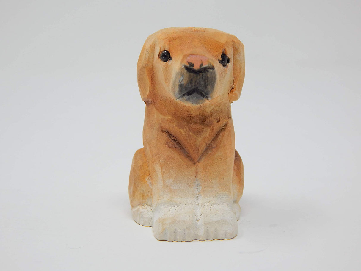 Labrador Retriever Dog Puppy Figurine Miniature Wood Carving Handmade Home Decor Small Animal Garden Statue Pet Selsela