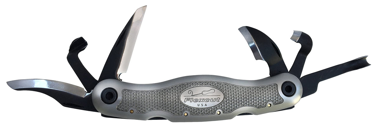 FLEXCUT Left-Handed Carvin' Jack Improved Version 2.0, Folding Multi-Tool for Woodcarving, 4 1/4 inch Closed Length, 6 Blades Included (JKNL291) FLEXCUT