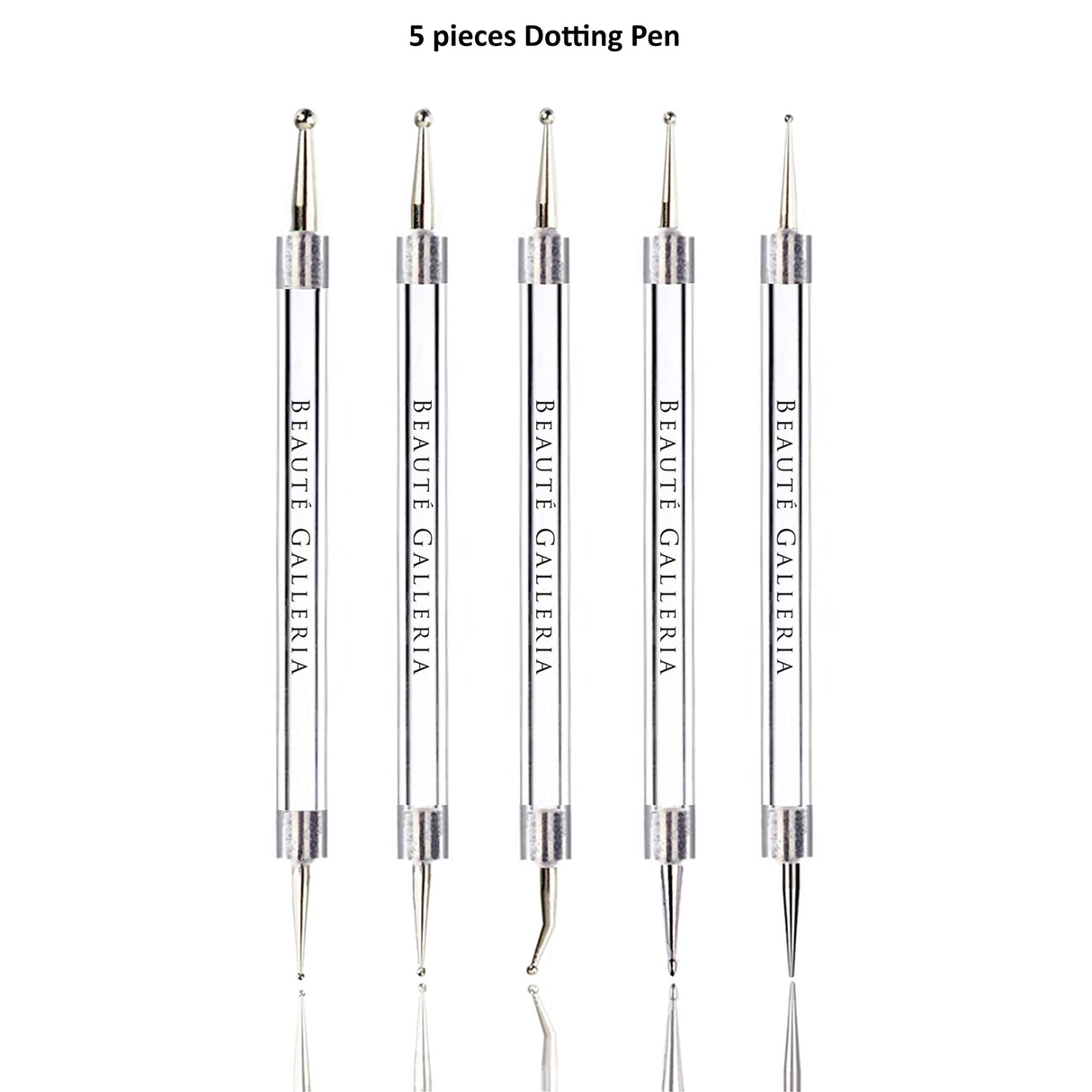 Beaute Galleria Bundle 50 Pieces Nail Art Tool Kit with Pouch - 5 Pieces Dotting Tool Marbleizing Pen (10 Sizes), 15 Pieces Acrylic Gel Detailing BEAUTÉ GALLERIA