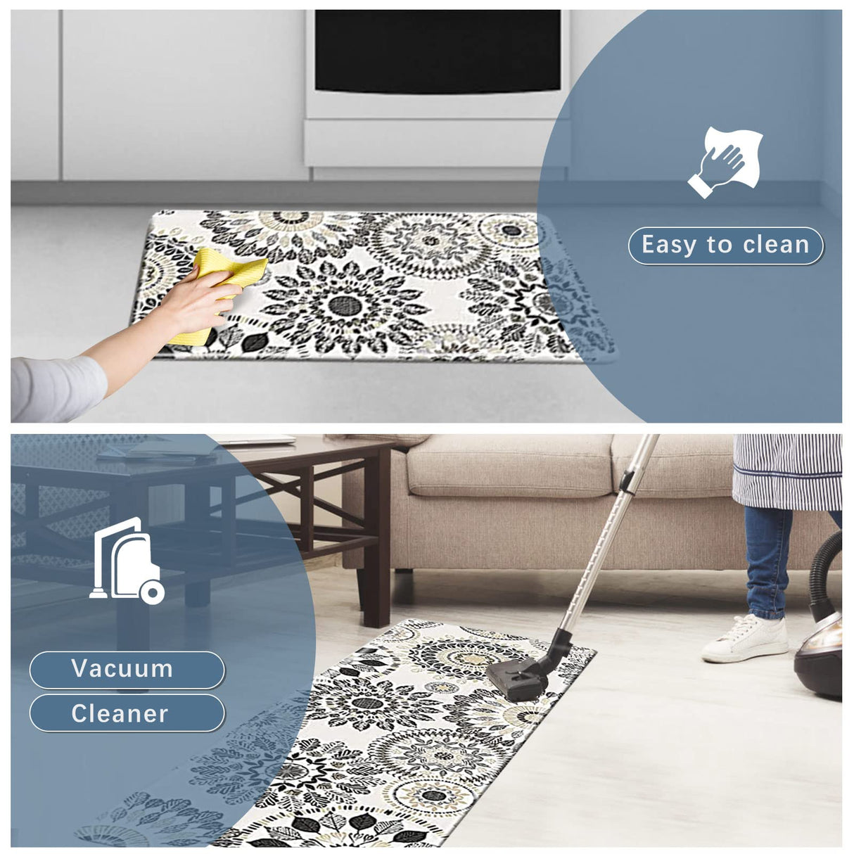 Sofort Kitchen Mat, Cushioned Anti Fatigue Kitchen Rug Set, 2 Pieces Non Slip Waterproof Kitchen Mats for Floor, Comfort Heavy Duty Standing Mat for Sofort