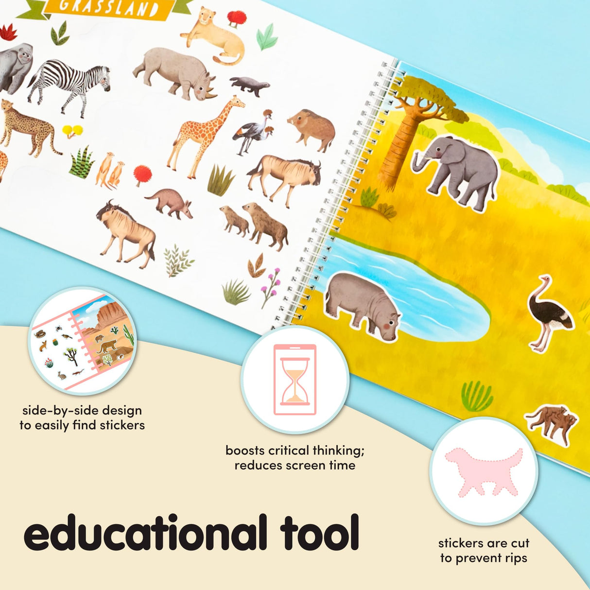 Animal Habitats Sticker Book (500+ Stickers for Kids & 12 Coloring Pages) by Cupkin - Side by Side Activity Book - Fun Sticker Books - Great for CUPKIN