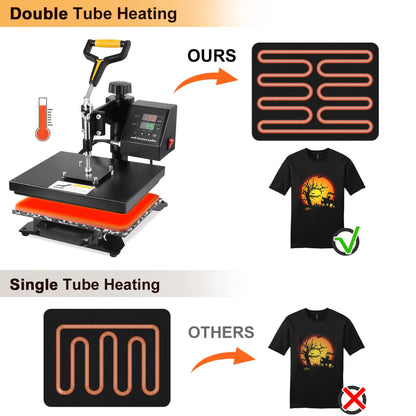 Seeutek Heat Press 12" X 10" Professional Heat Transfer Digital Sublimation Machine 360 Degree Swing Away for T Shirts with Bonus 2 Teflon Sheet