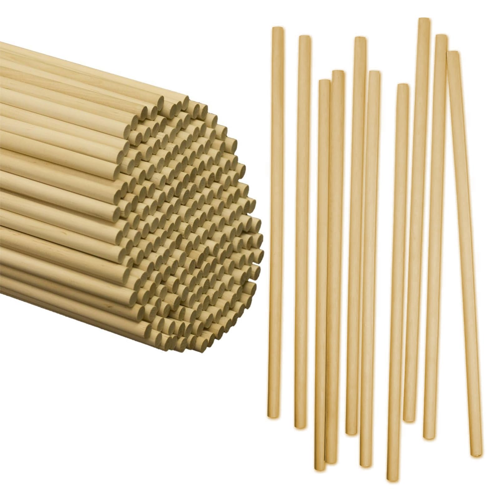 50PCS Dowel Rods Wood Sticks Wooden Dowel Rods - 1/4 x 12 Inch