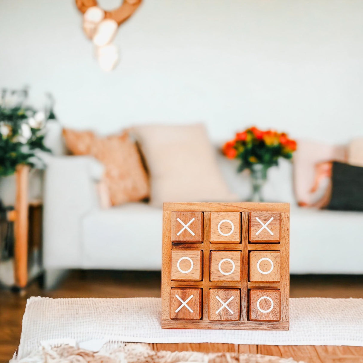 BSIRI XO Blocks (L) Tic Tac Toe Board Games-Ideal for Kids Games, Family Games and Game Night for Adults, Farmhouse Decor for Coffee Table Decor, BSIRI