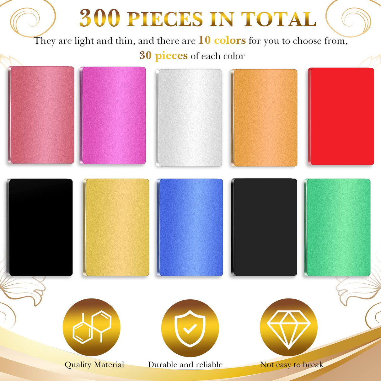 300 Pieces Metal Engraving Blanks Multipurpose Aluminum Sheet Aluminum Business Card Blanks for CNC Engraver Laser Engraving DIY Cards, Thickness Marspark