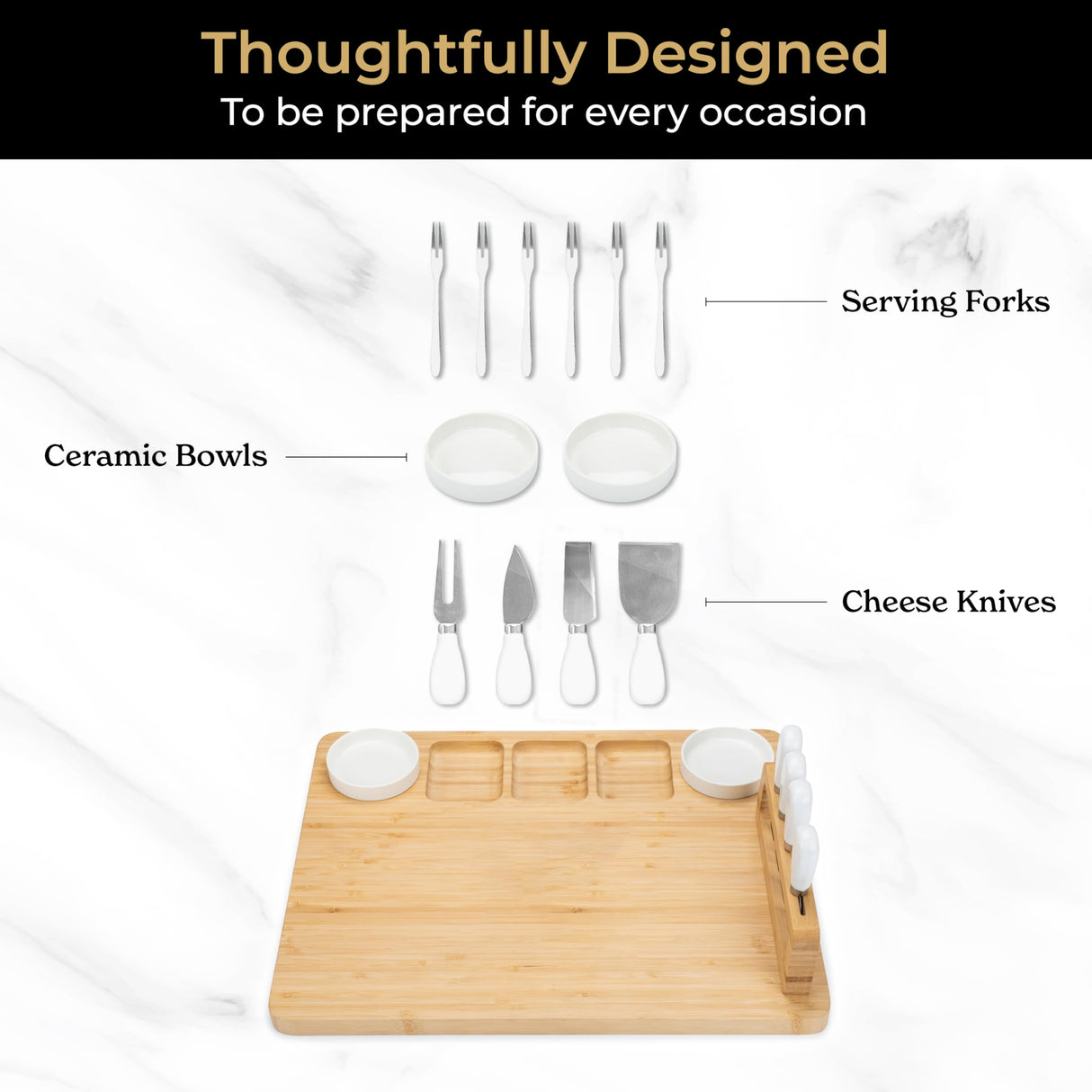 SMIRLY Charcuterie Boards Gift Set: Charcuterie Board Set, Bamboo Cheese Board Set - Unique for Mom - House Warming Gifts New Home, Wedding Gifts for SMIRLY