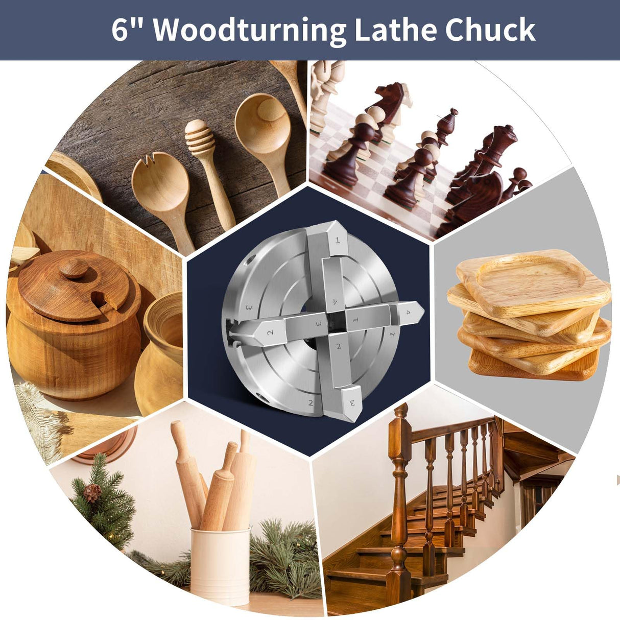 NNBWKIXI 4 Inch Wood Lathe Chuck Set 4 Jaws Self-Centering Lathe Chucks Thread 1 x 8TPI Lathe Chuck for Woodturning NNBWKIXI