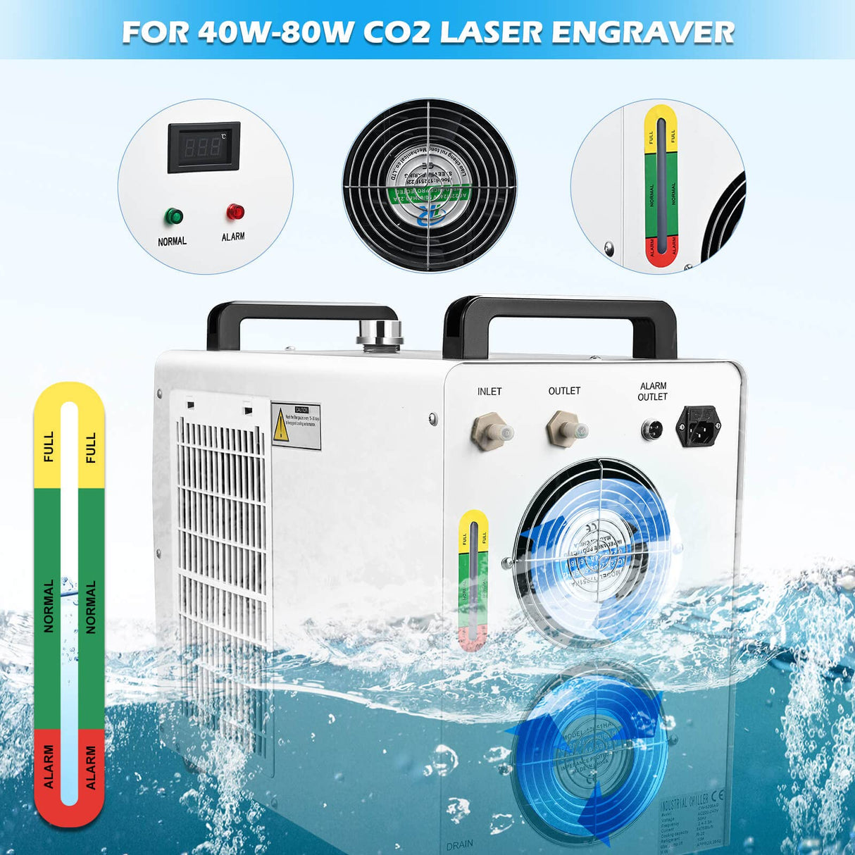 Monport 40W 2.0 Laser Engraver (8" X 12") CO2 Laser Engraver Lightburn Compatible with 3L CW-3000 Water Chiller for 40W CO2 Laser with Air Monport