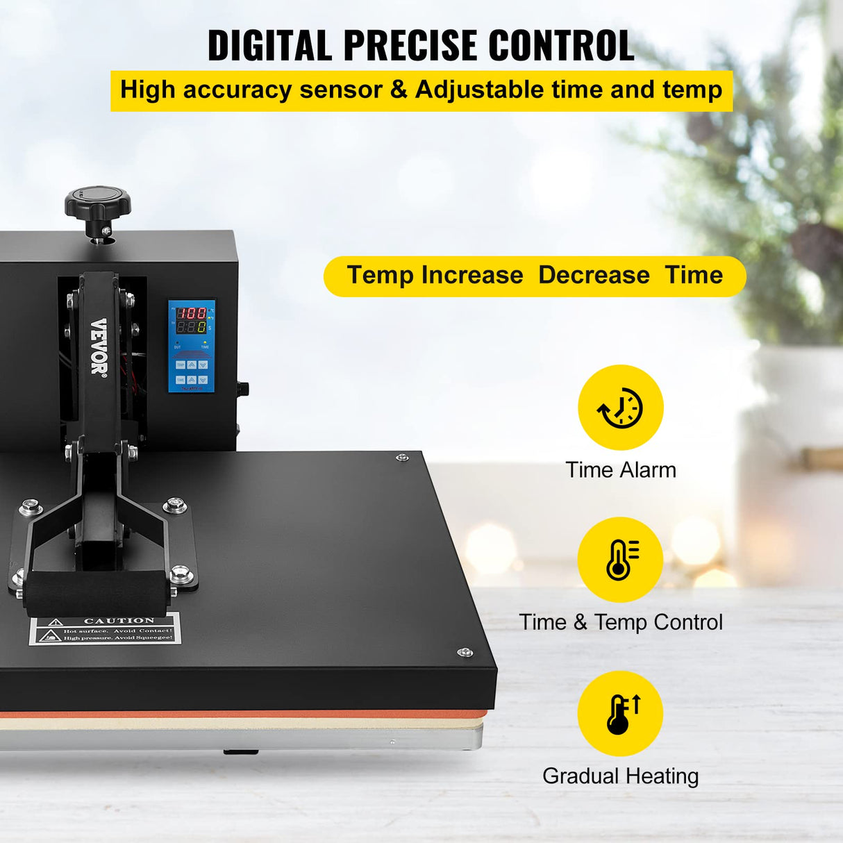 VEVOR Heat Press Machine, 16x24in / 40x61cm, Clamshell Sublimation Transfer Printer Teflon Coated, Digital Precise Heat Control, Silicone Sponge VEVOR