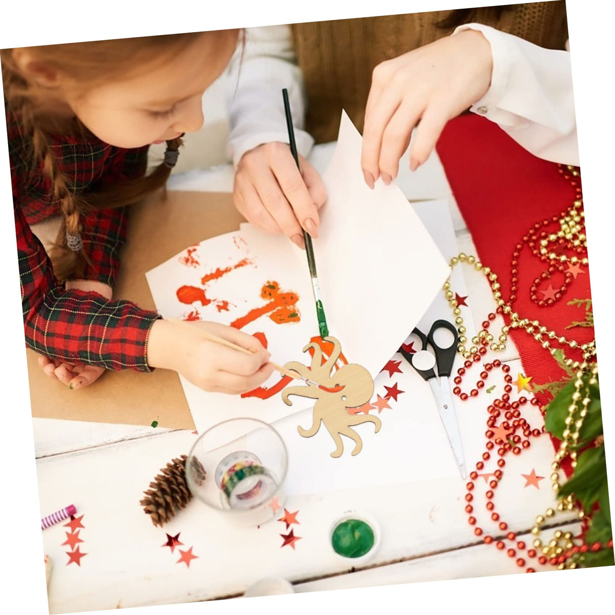 CIMAXIC 28pcs Ocean Cartoon Wood Chips Wood Paint for Crafts 3D Wooden Ornaments to Paint Crafts for sea Animals Mini Decor Wood Slice Art Craft Wood CIMAXIC