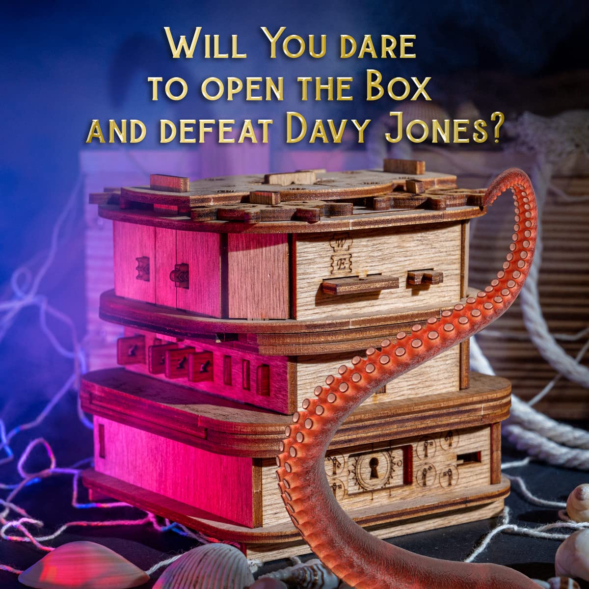 iDventure Cluebox - Davy Jones Locker - Escape Room Game - Puzzle Box - Gift Box - 3D Wooden Puzzle - Wooden Jigsaw - 3D Puzzles for Adults - Brain iDventure