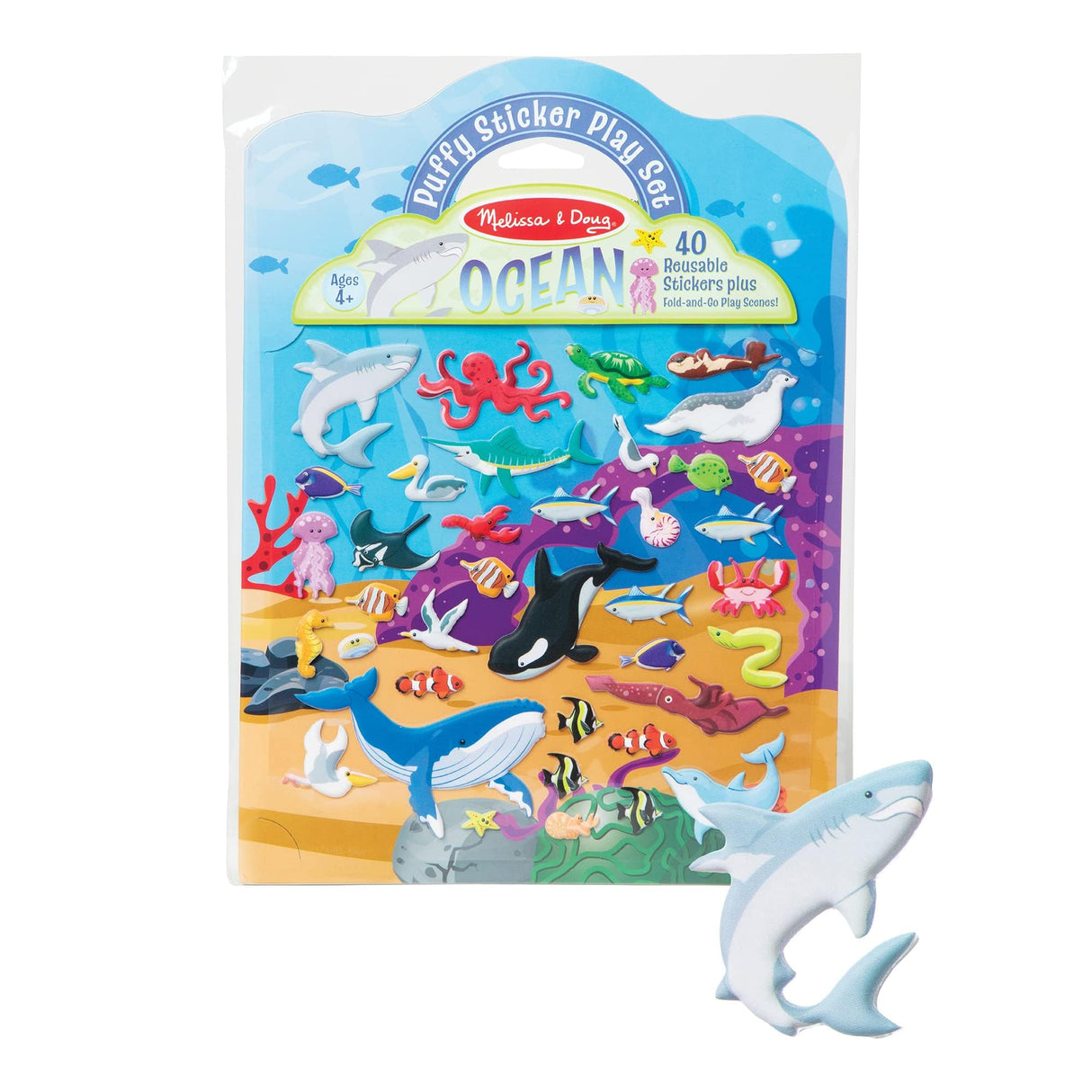 Melissa & Doug Reusable Puffy Sticker Wild Adventures Play Set 3-Pack (118 Stickers: Safari, Dinosaur, Ocean) - Reusable Puffy Sticker Book Activity Melissa & Doug