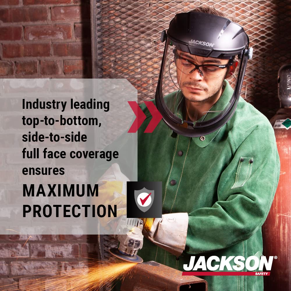 Jackson Safety Lightweight MAXVIEW Premium Face Shield with 370 Speed Dial Ratcheting Headgear – Uncoated Clear JACKSON SAFETY