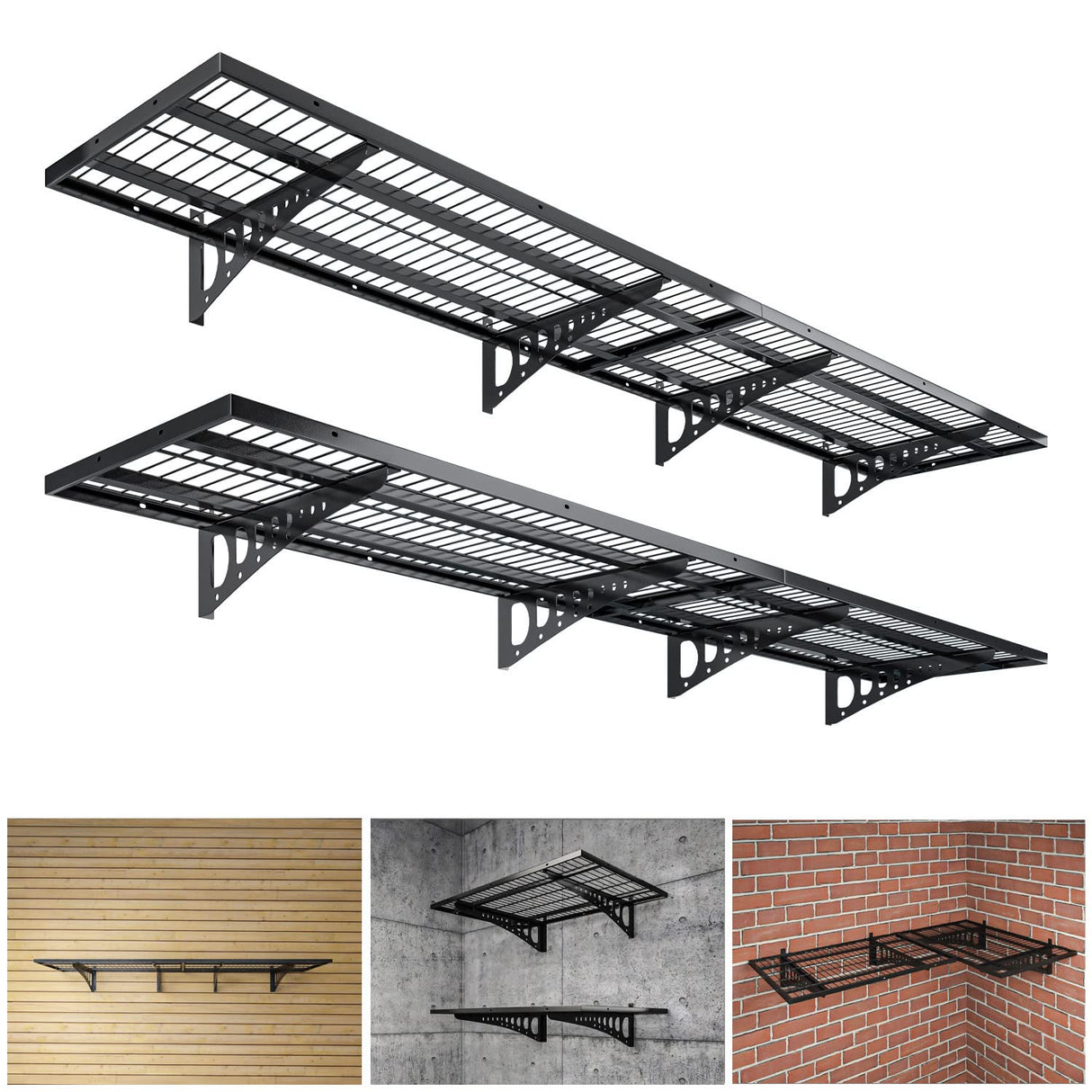 Dtrik Garage Storage Shelving Wall Mounted, 4 Pack 1.5x3.8ft, Loads 1000 lbs Heavy Duty Sturdy Shelves, Strong Garage Organiser, Storage Racks Units, Dtrik
