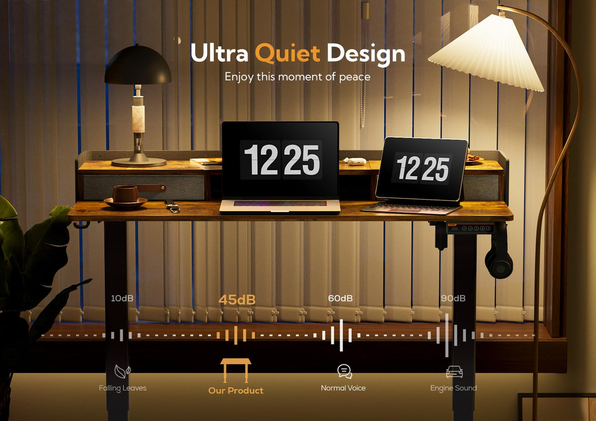 Claiks Standing Desk with Drawers, Stand Up Electric Standing Desk Adjustable Height, Sit Stand Desk with Storage Shelf and Splice Board, 55 Inch, Claiks