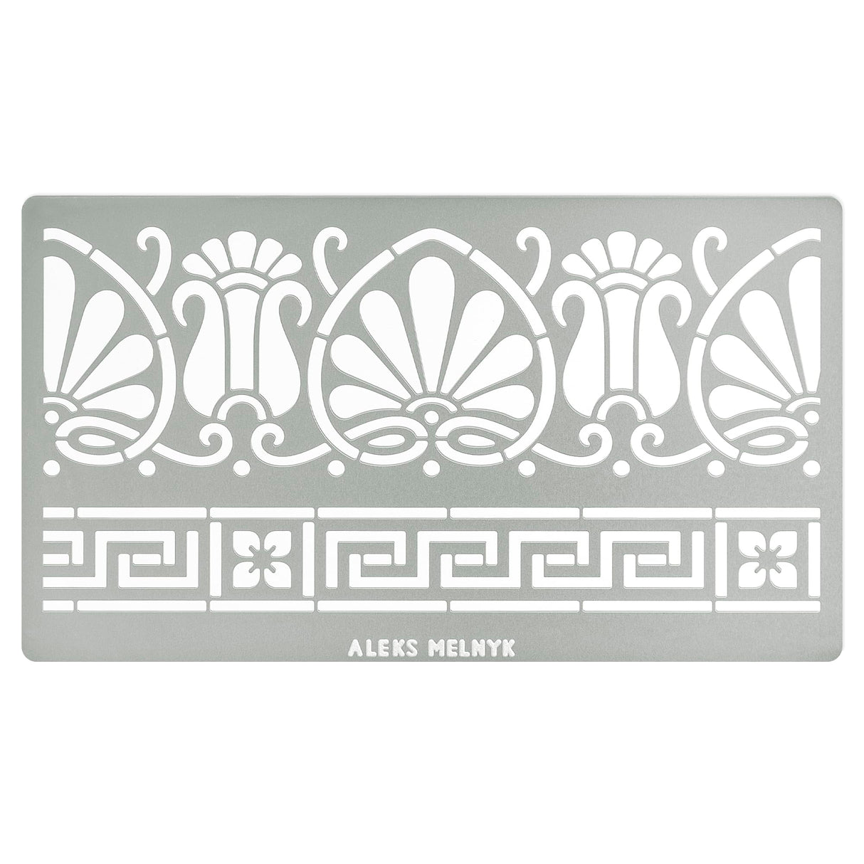 Aleks Melnyk No.328 Metal Stencil, Ancient Greek Fret and Roman Ornament, Meander, Palmette Motif, Border, Patterns, Small Stencil, 1 PC, Template Aleks Melnyk