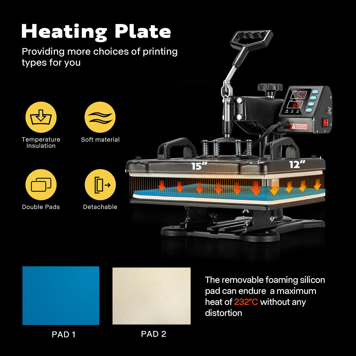 VIVOHOME Updated 5 in 1 Combo Multifunctional Swing Away Clamshell Printing Sublimation Heat Press 12 x 15 Inch Blue and Black VIVOHOME