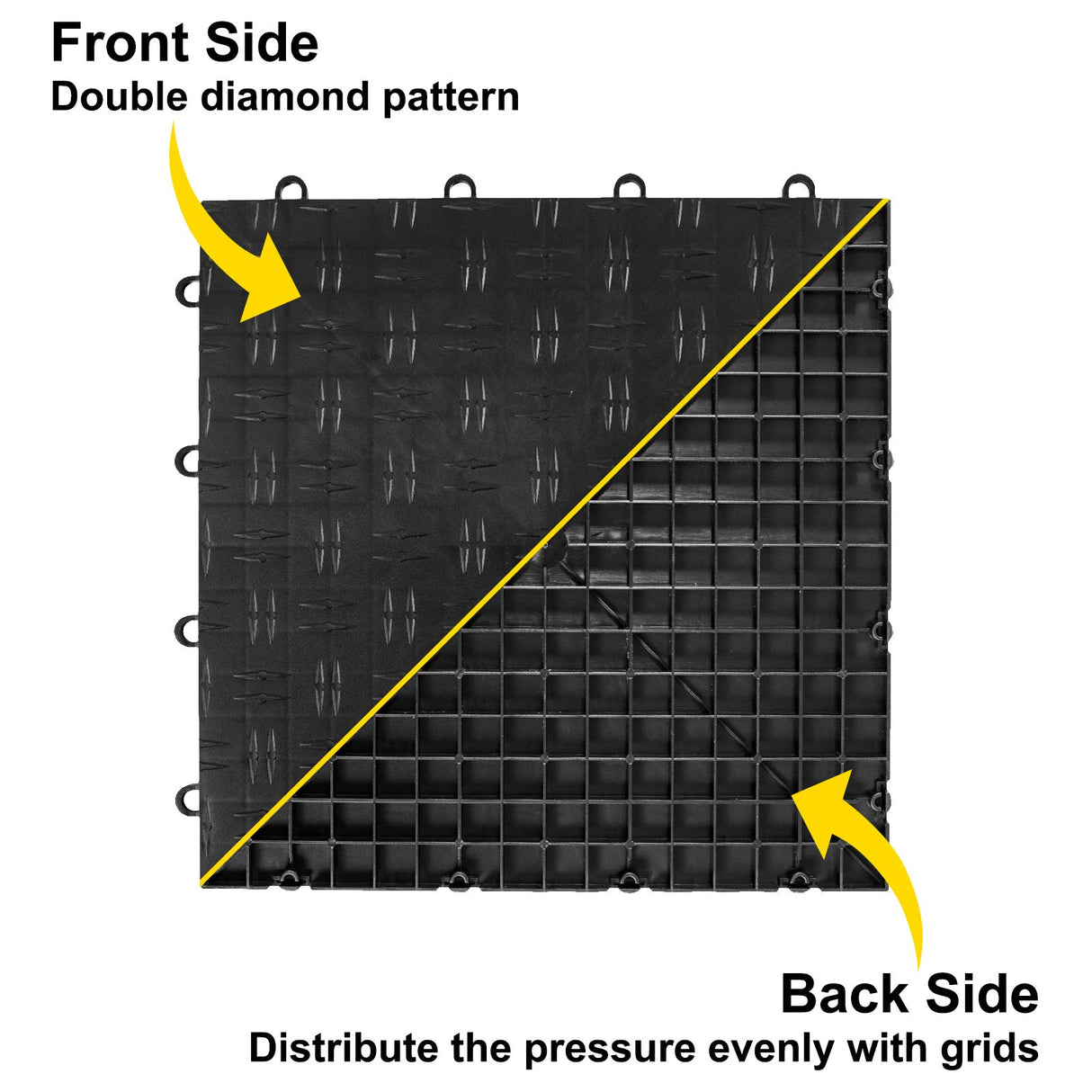 VEVOR Garage Floor, Durable Interlocking Floor Tiles, 50 Pack, Non-Slip Diamond Plate Garage Tiles, Support up to 55,000 lbs for Car Garage, VEVOR