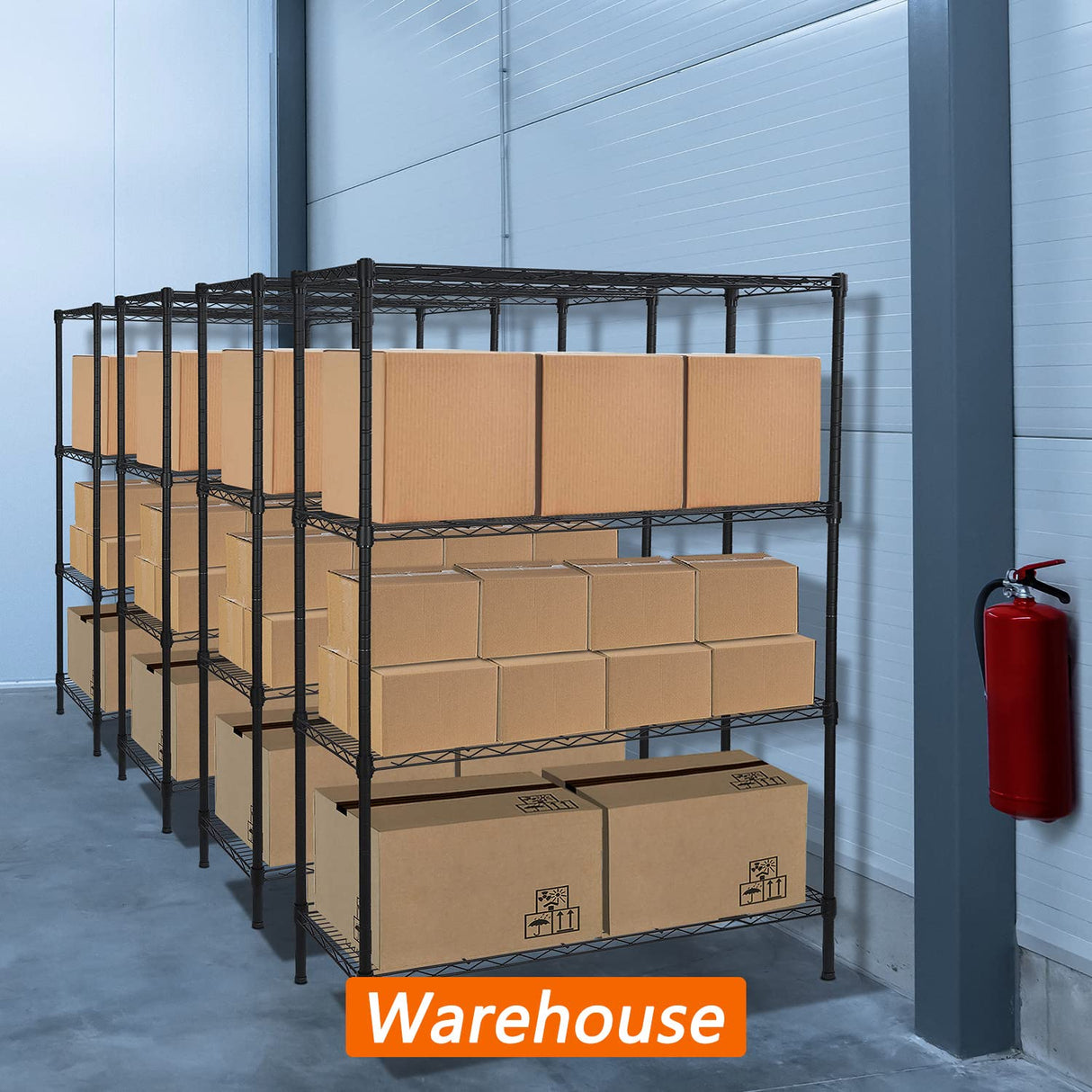 4-Shelf Adjustable Heavy Duty Storage Shelving Unit, Metal Organizer Wire Rack for Laundry Bathroom Kitchen Pantry Closet, Black Soywey