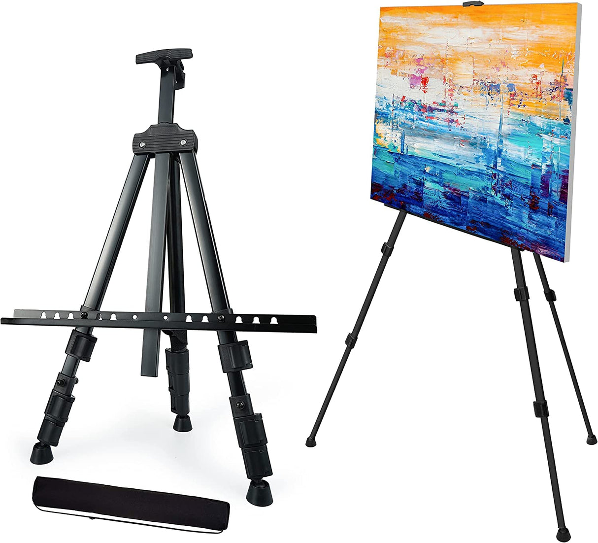 Artify 66 Inches Double Tier Easel Stand, Adjustable Height from 22-66”, Tripod for Painting and Display with a Carrying Bag, Pack, Black ARTIFY art supplies