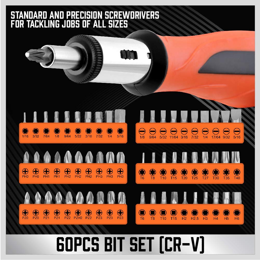 124-Piece Ultimate Screwdriver Set with Magnetic Tips & Racking, Premium Screw Driver Bits, Pricision Screwdrivers, Allen Keys, Nut Drivers and More SEDY