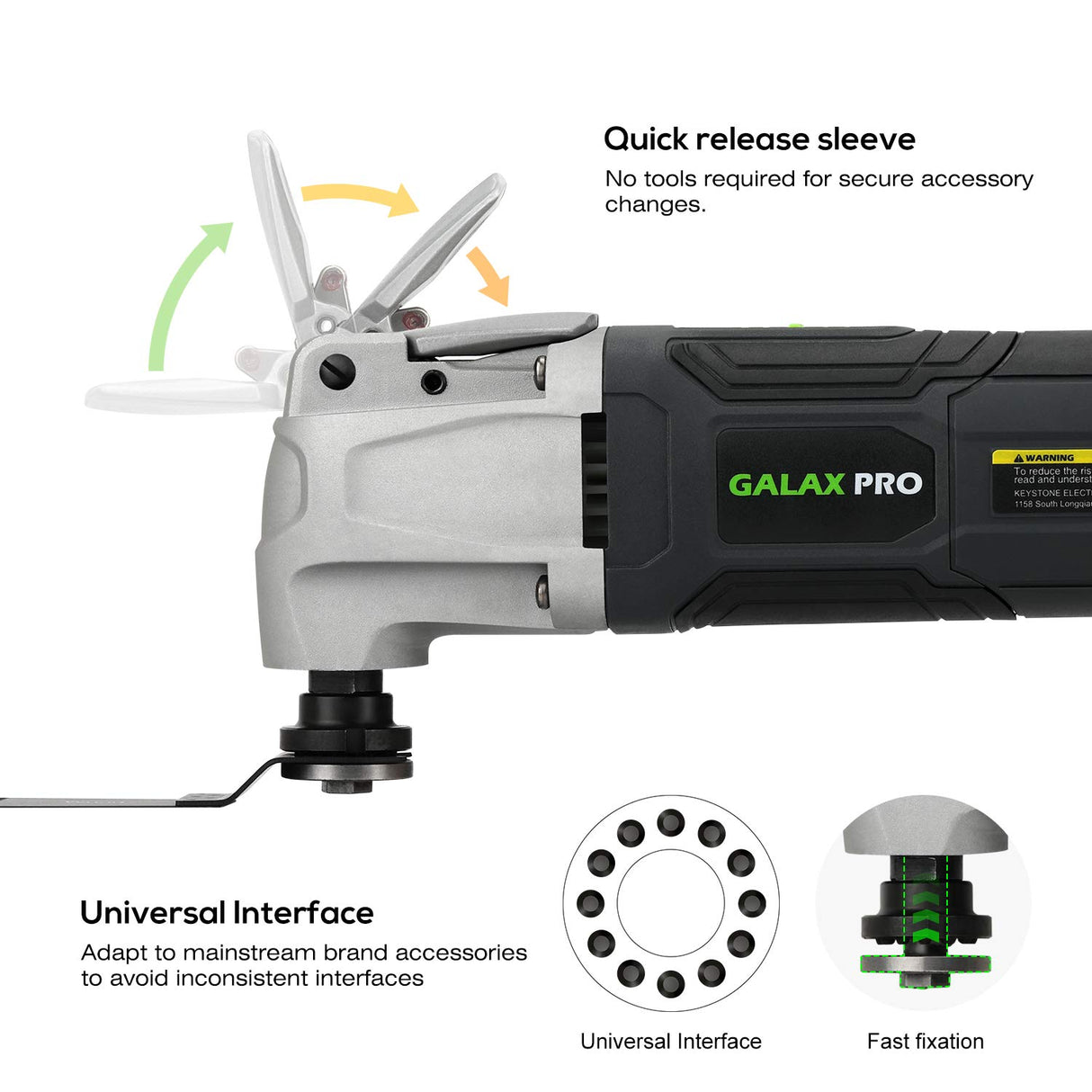 GALAX PRO 2.4Amp 6 Variable Speed Oscillating Multi-Tool Kit with Quick-Lock accessory change, Oscillating Angle:3°, 28pcs Accessories and Carry Bag GALAX PRO