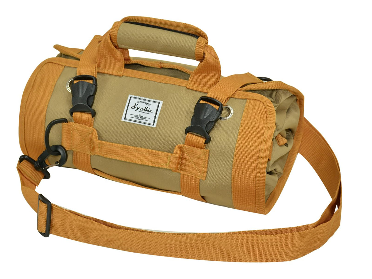 Tool Bag Roll Up, Bag Tool Organizers, Small Tool Bag W/Detachable Pouches, Heavy Duty Tool Organizer for Men Women (Khaki) d'yallee
