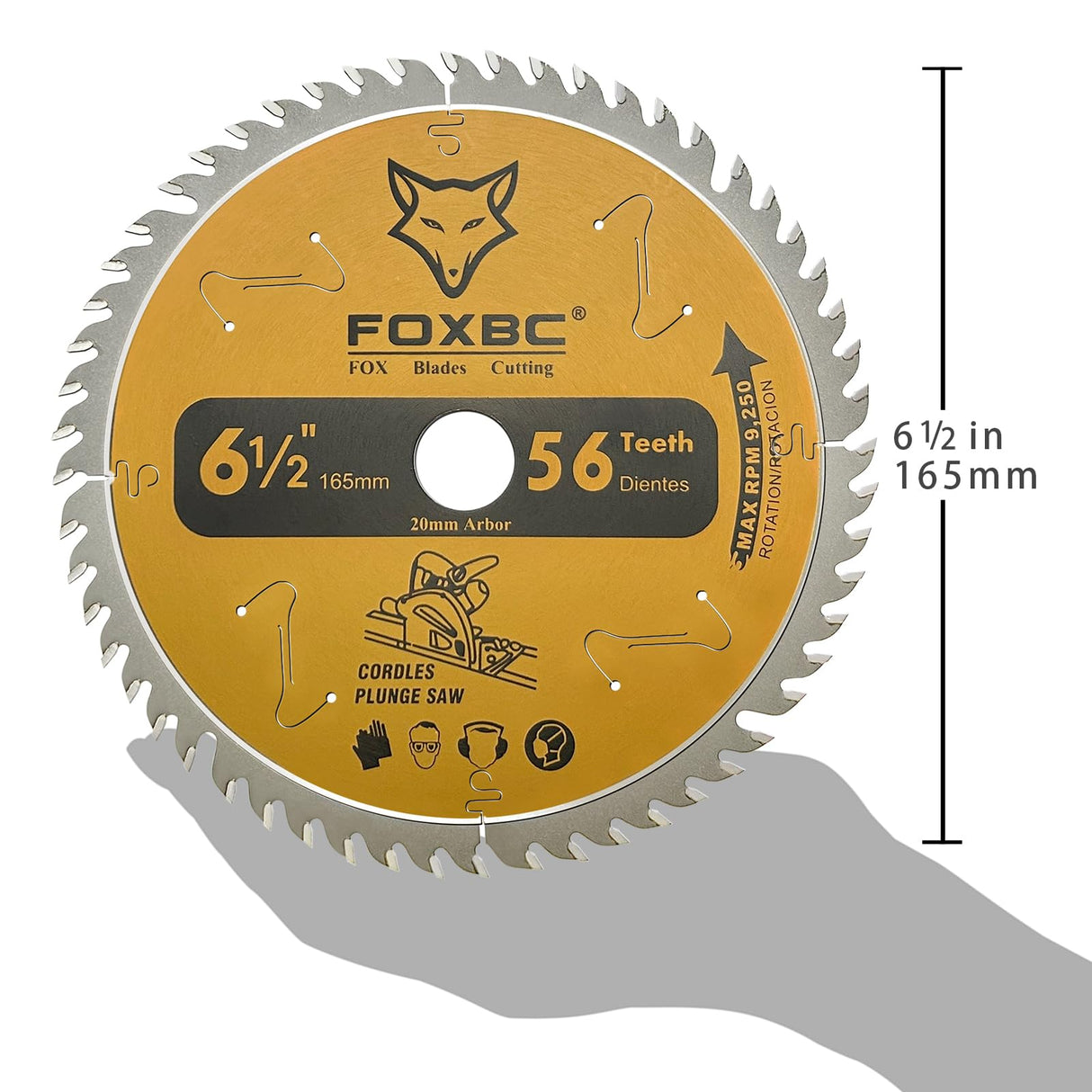 FOXBC 6-1/2" 56T Carbide-Tipped Track Saw Blade for Makita B-07353 Plunge Circular Saw, Wen CT1065, Replacement for Makita B-57342, Wen BL655 Saw FOXBC