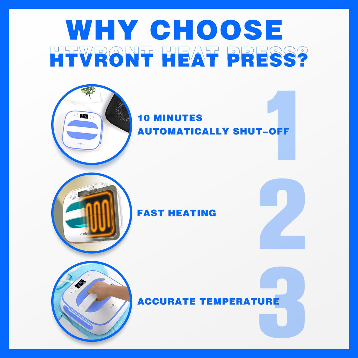 HTVRONT Heat Press Machine for T Shirts, 10"X10" Portable Tshirt Press Machine, Fast Heat-up Iron Press Heat Transfer Machine for Hat, HTVRONT