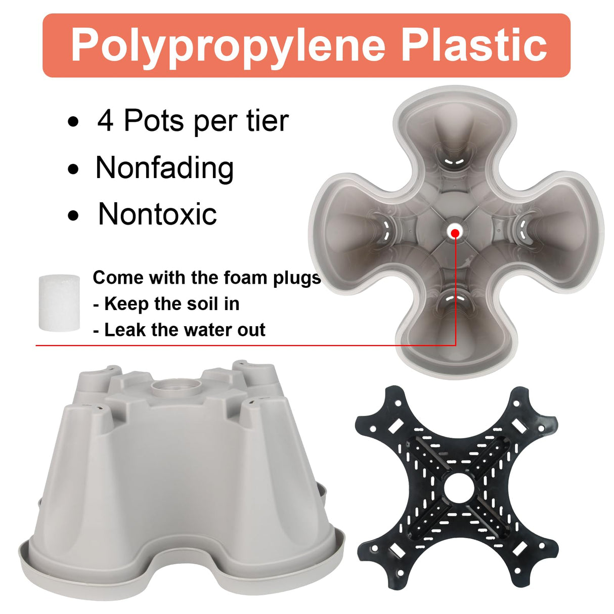 Vertical Planter 5 Tier Stackable Planters Garden Planters Strawberry Herb Flower and Vegetable Planter Indoor Outdoor Gardening Pots with Removable GameXcel