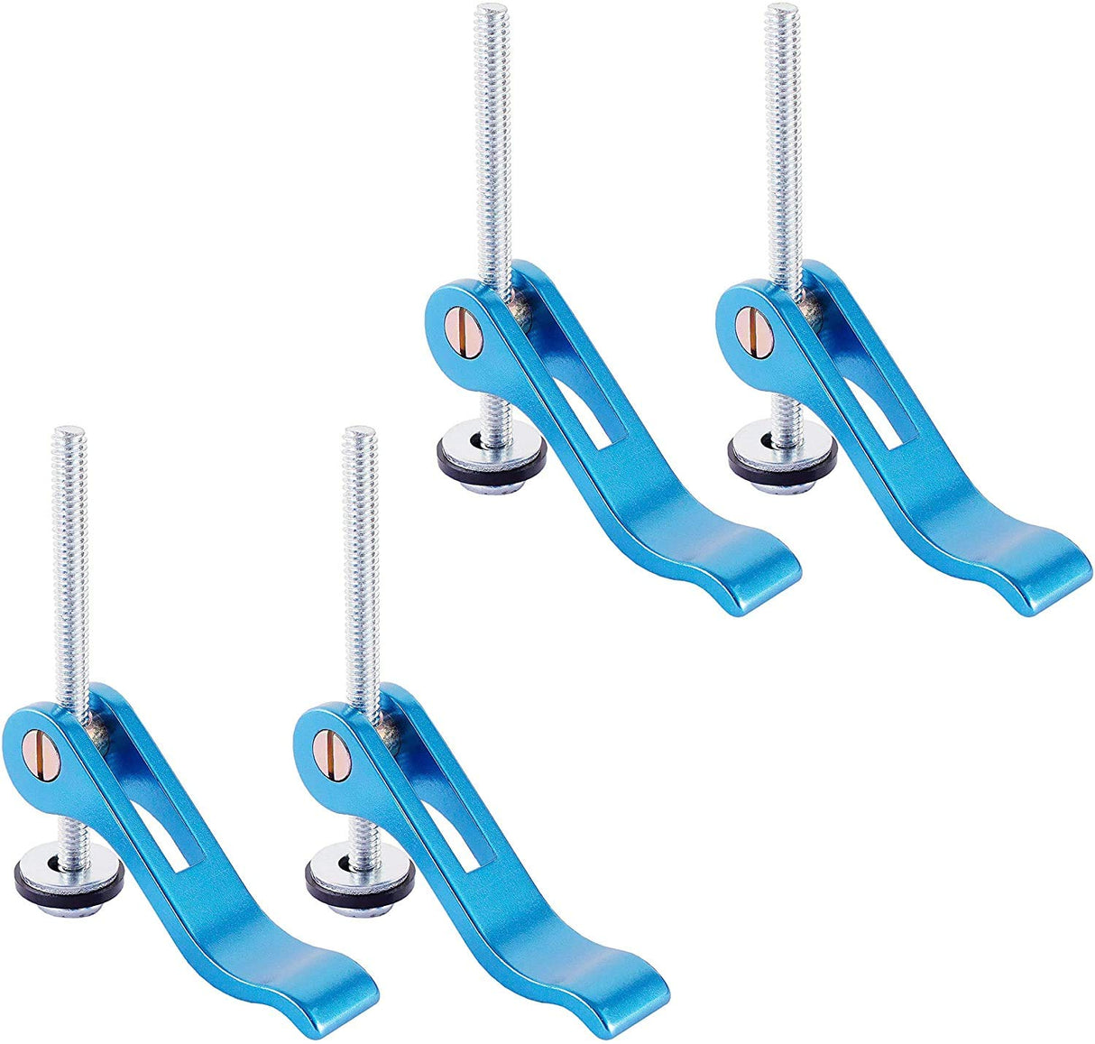 POWERTEC 71501 Aluminum Cam Clamp for Woodworking, 1/4”-20 Threaded Insert - 4PK, Blue POWERTEC