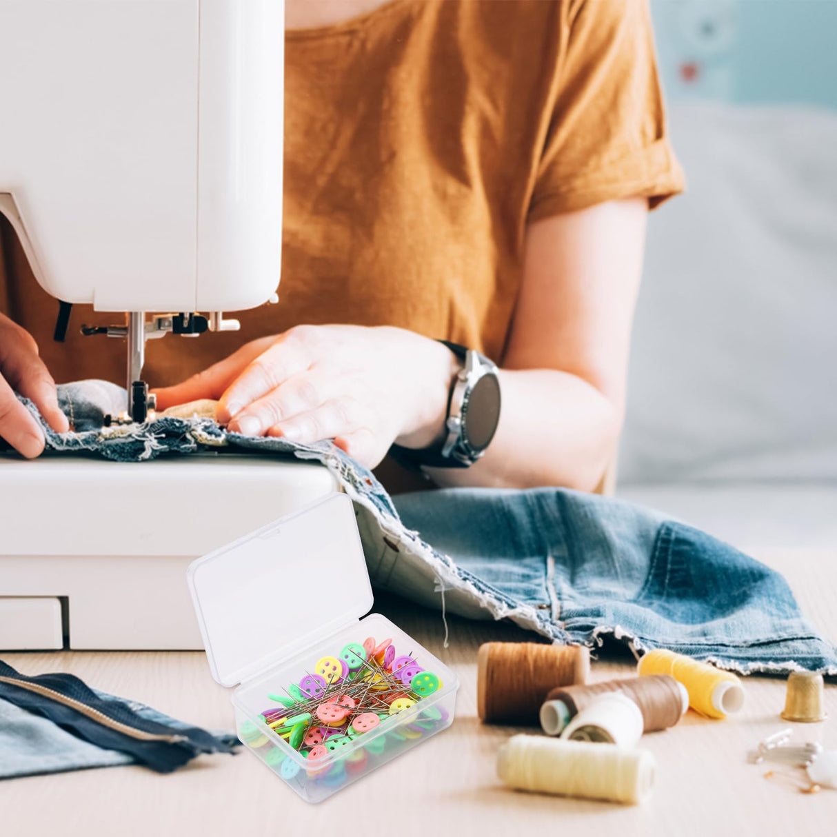 404Pcs Flat Head Straight Pins Kits, Sewing Flat Head Pins Set, Colored Head Sewing Pins Quilting Pins with Storage Box for DIY Handicraft Marking FTEVEN