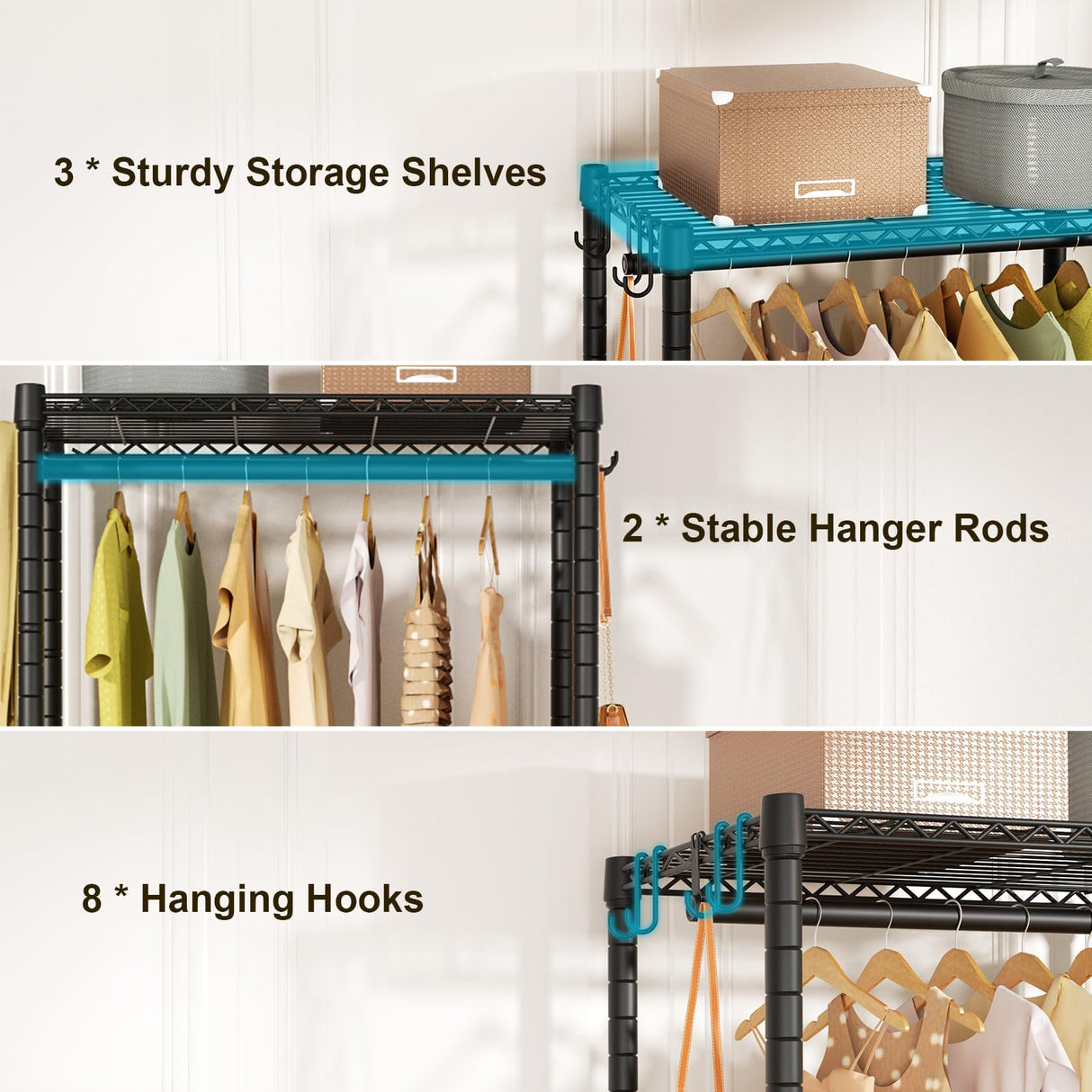 FUTASSI P5 Rolling Clothes Rack, Clothing Racks for Hanging Clothes, Freestanding Heavy Duty Garment Rack, Portable Closet Organizers System 23.6'' W FUTASSI