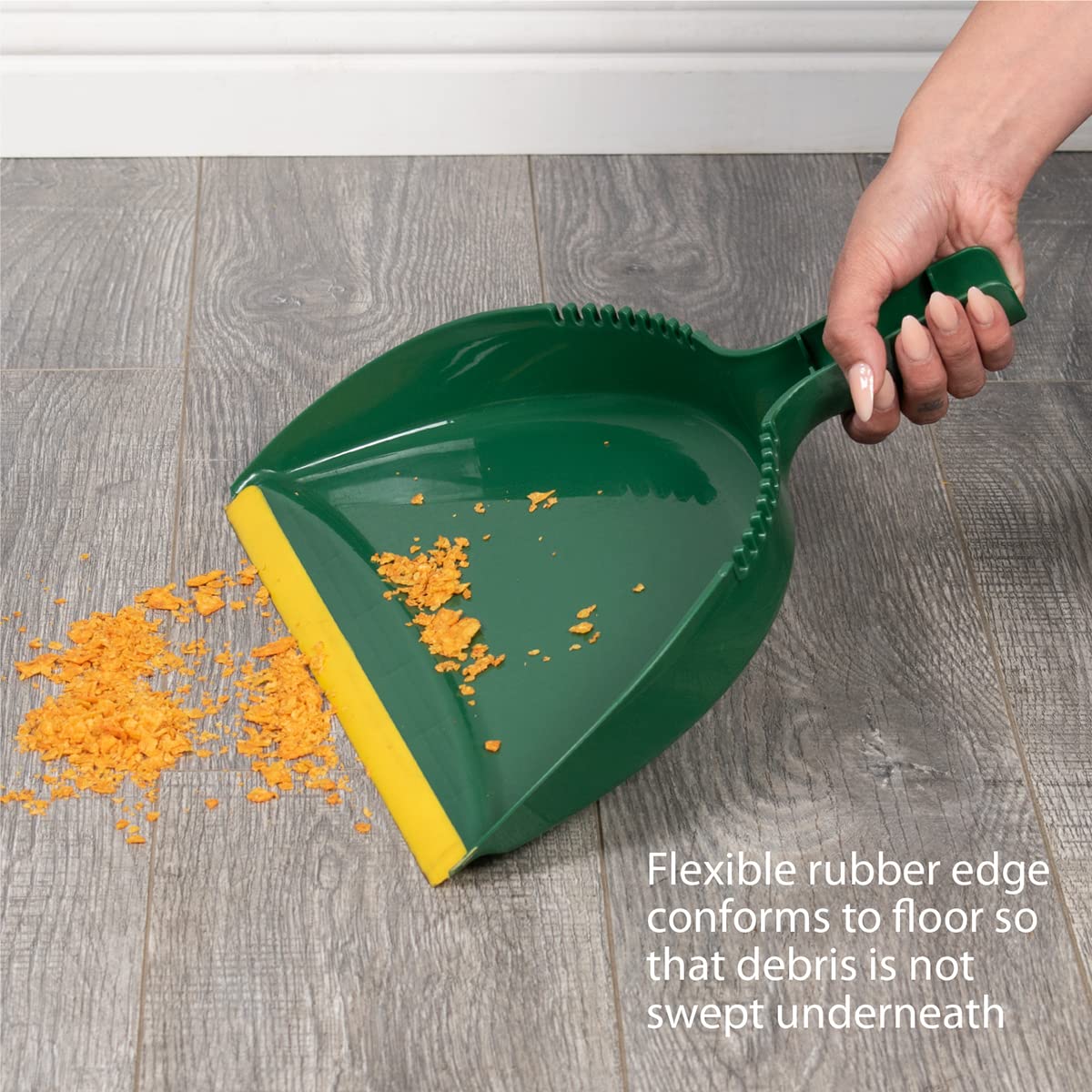 Pine-Sol Jumbo Dustpan, 13.2” | Heavy Duty Dust Pan with Rubber Edge | Clip-On Design Attaches to Standard Broom Sticks, Green Pine-Sol
