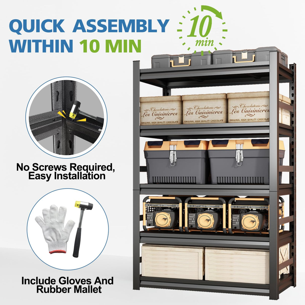 48" W Garage Shelving,Sturdy Garage Shelves Steel Heavy Duty Shelf,Large Metal Shelves,Adjustable Garage Storage Shelves Rack Unit for Warehouse Bezuny