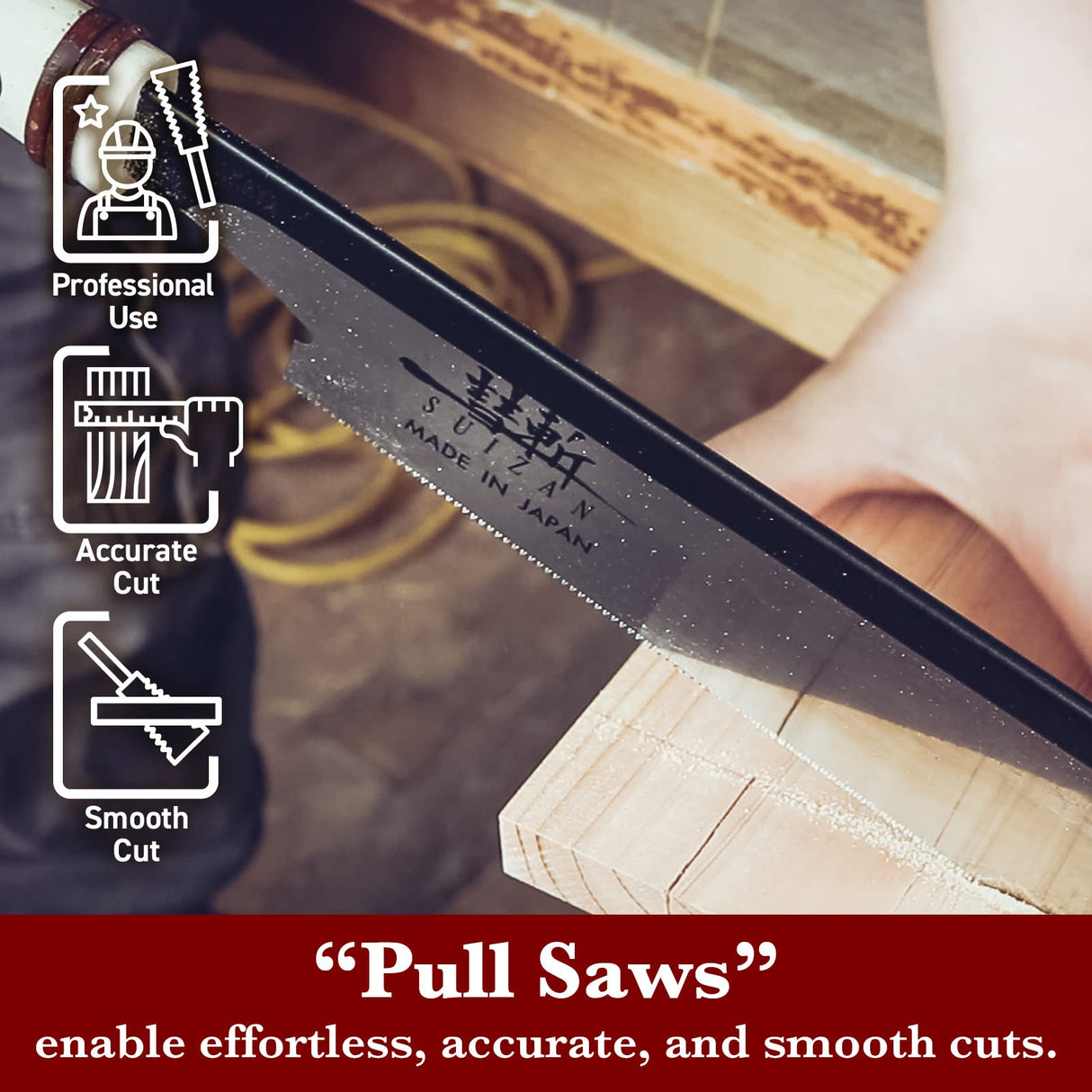 SUIZAN Japanese Pull Saw Hand Saw 8 Inch Dozuki Dovetail 0.2mm Single Edge Blade for Kumiko Shoji Woodworking tools SUIZAN